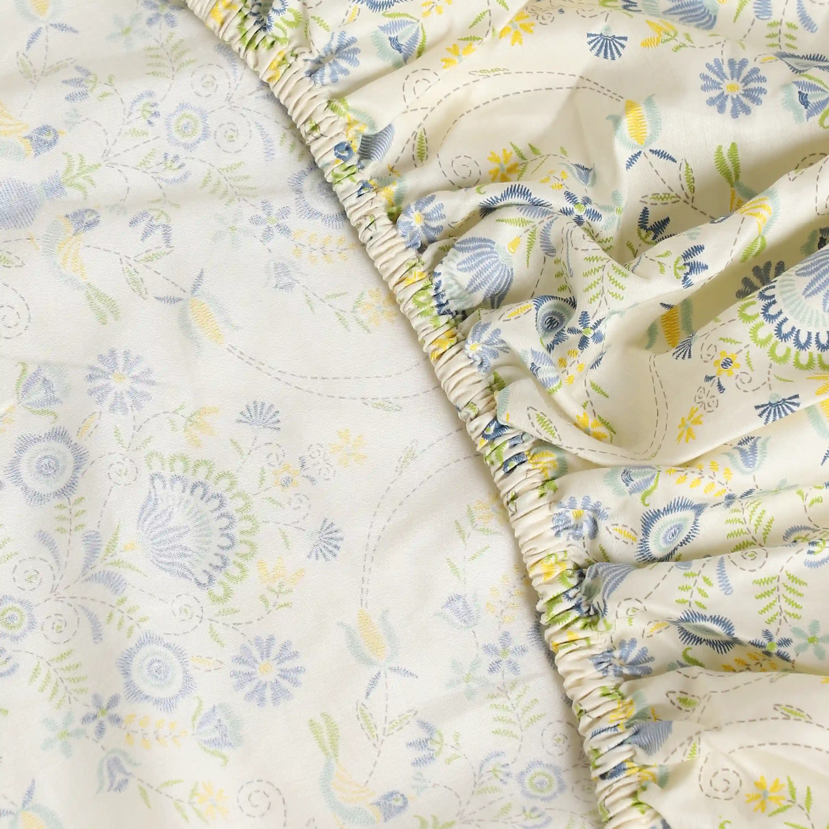 Fergana | 250TC Artistic Bohemian Printed Cotton Fitted Sheet Set  | Pillow Cover with Merrow Hem Treatment - Image 7