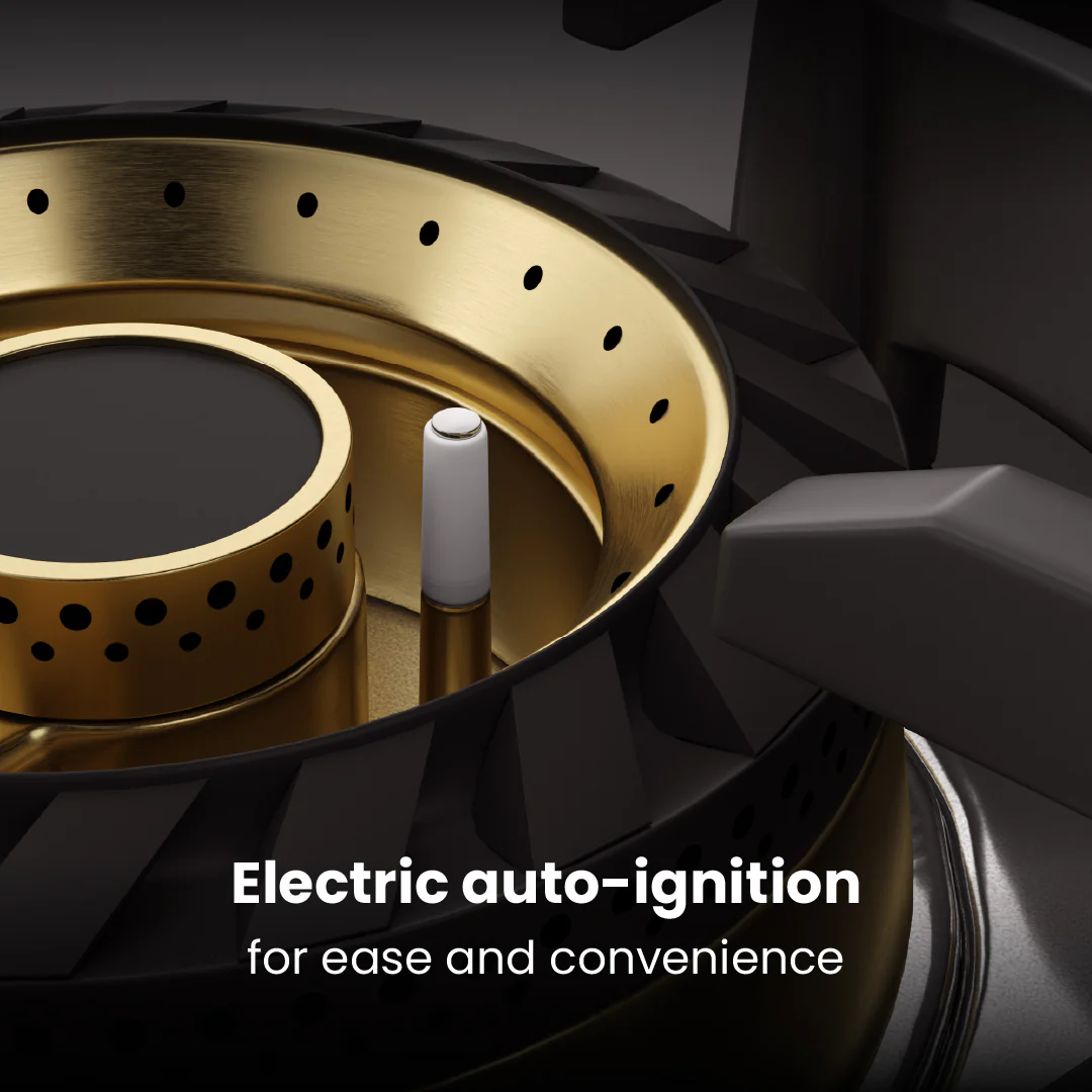 Intellia by Livspace 4 Brass Burner 595mm with Auto Ignition Gloss finish Hob  | Intellia HB 4B G 60 - Image 5