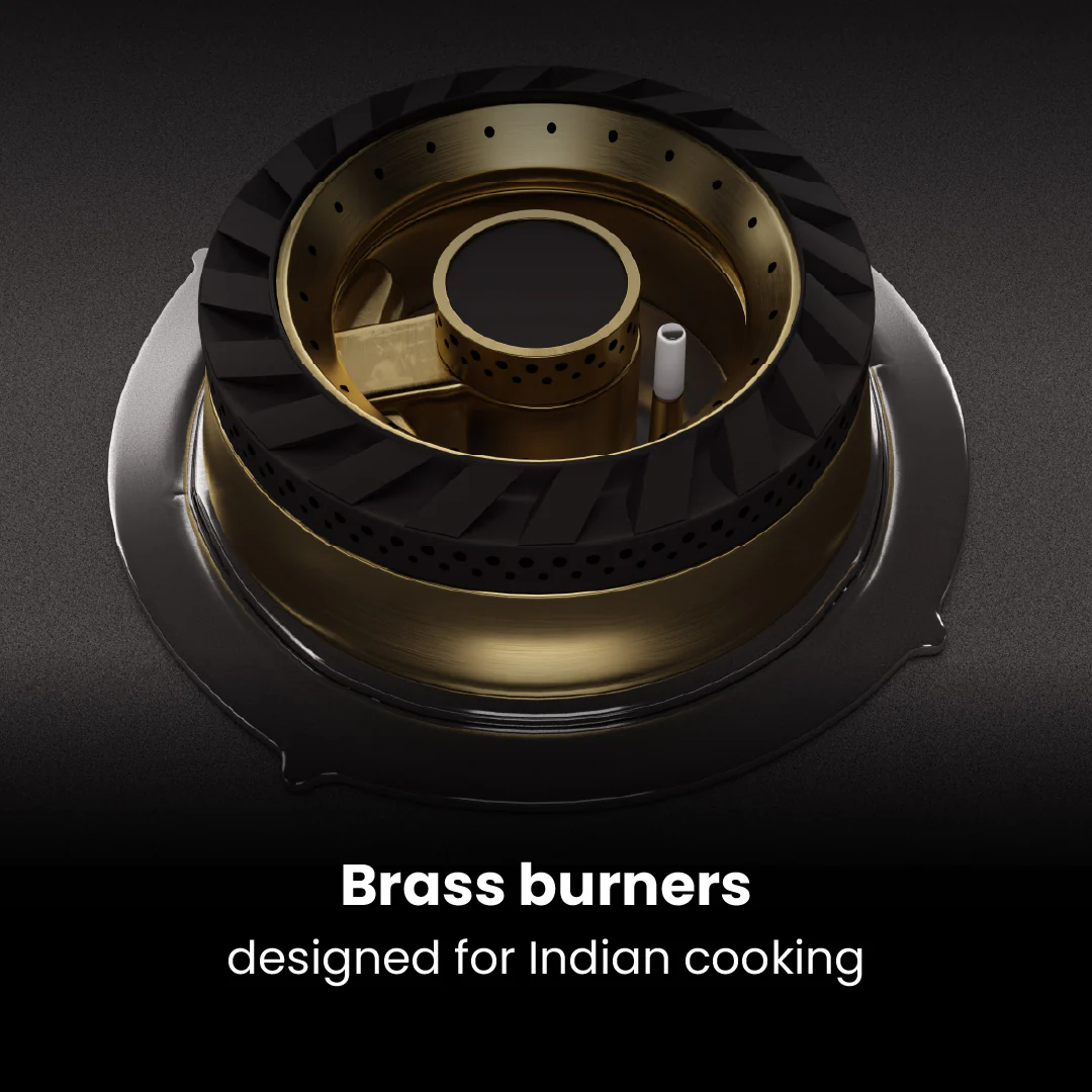 Intellia by Livspace 4 Brass Burner 595mm with Auto Ignition Matt finish Hob  | Intellia HB 4B M 60 - Image 4