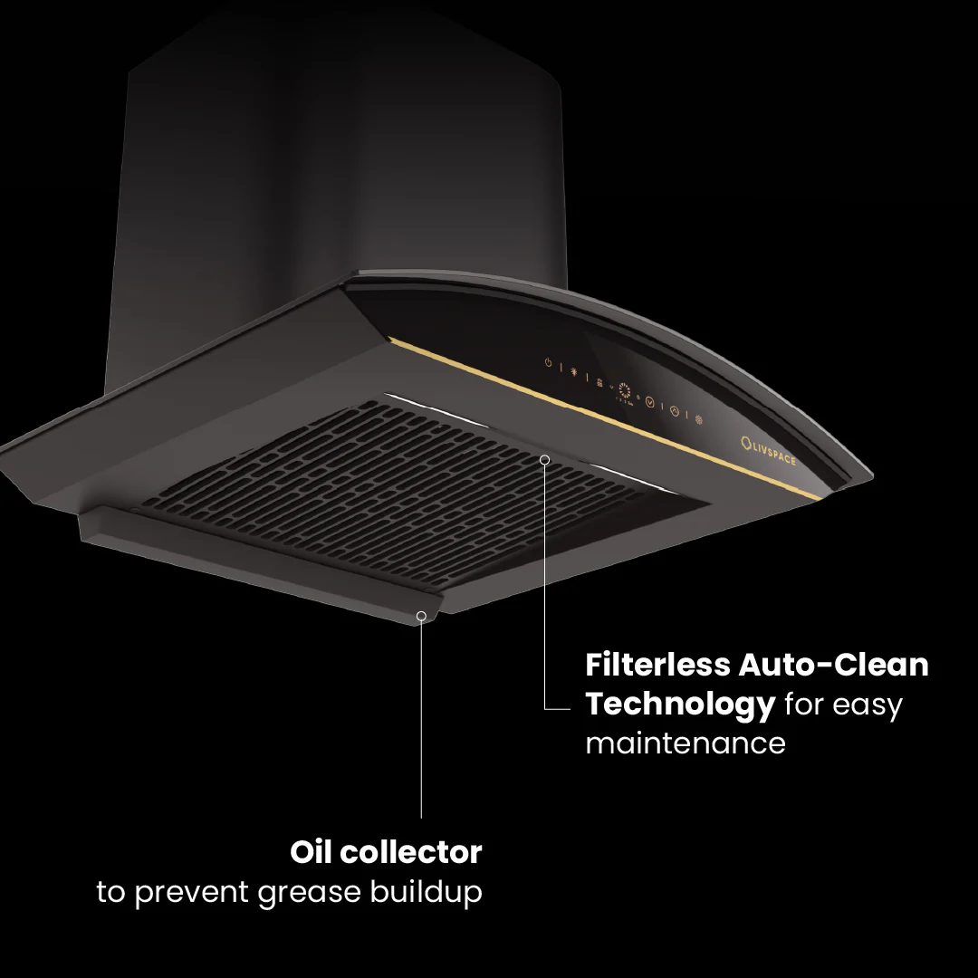 Intellia by Livspace AutoClean Curve Shape BLDC chimney 600mm size 1600m3/h suction power (Ducted) | Intellia CH C 60 - Image 4