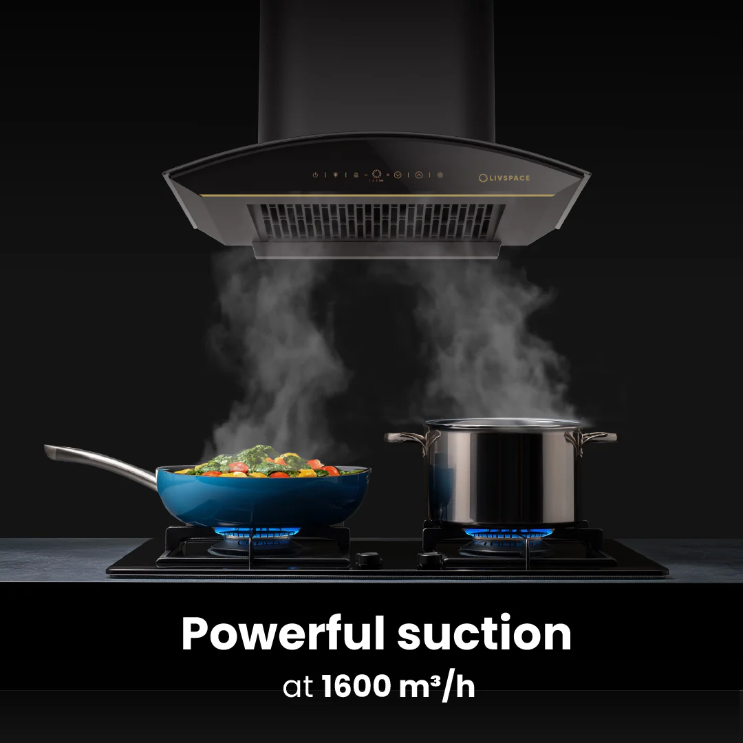Intellia by Livspace AutoClean Curve Shape BLDC chimney 600mm size 1600m3/h suction power (Ducted) | Intellia CH C 60 - Image 5