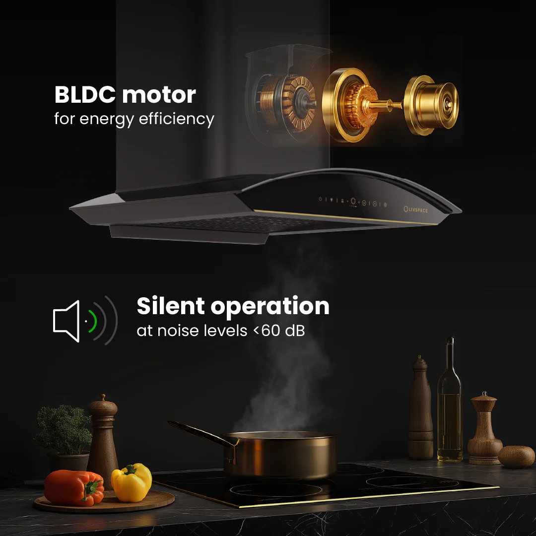 Intellia by Livspace AutoClean Curve Shape BLDC chimney 600mm size 1600m3/h suction power (Ducted) | Intellia CH C 60 - Image 7