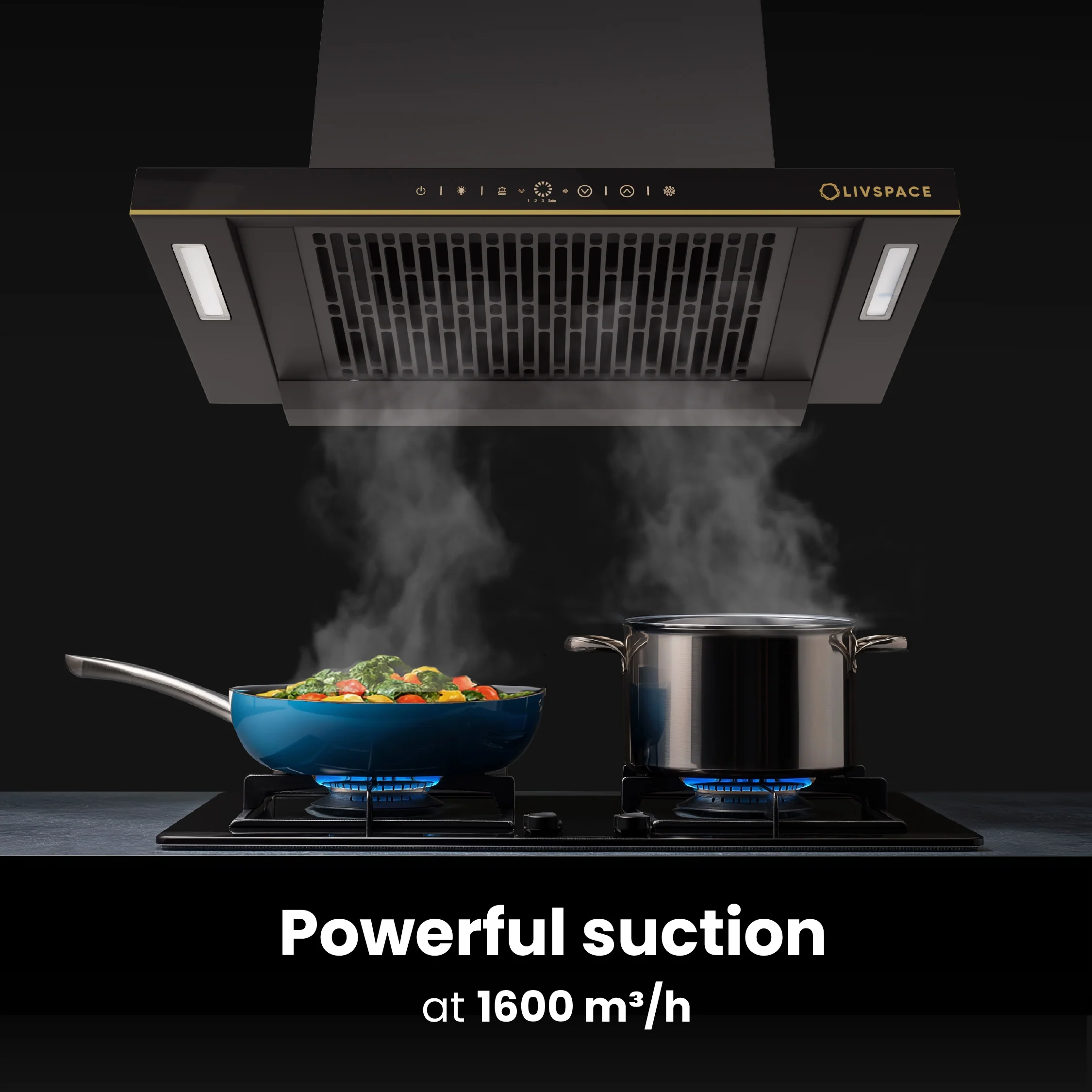Intellia by Livspace AutoClean Curve Shape BLDC chimney 600mm size 1600m3/h suction power (Ducted) | Intellia CH T 60 - Image 3