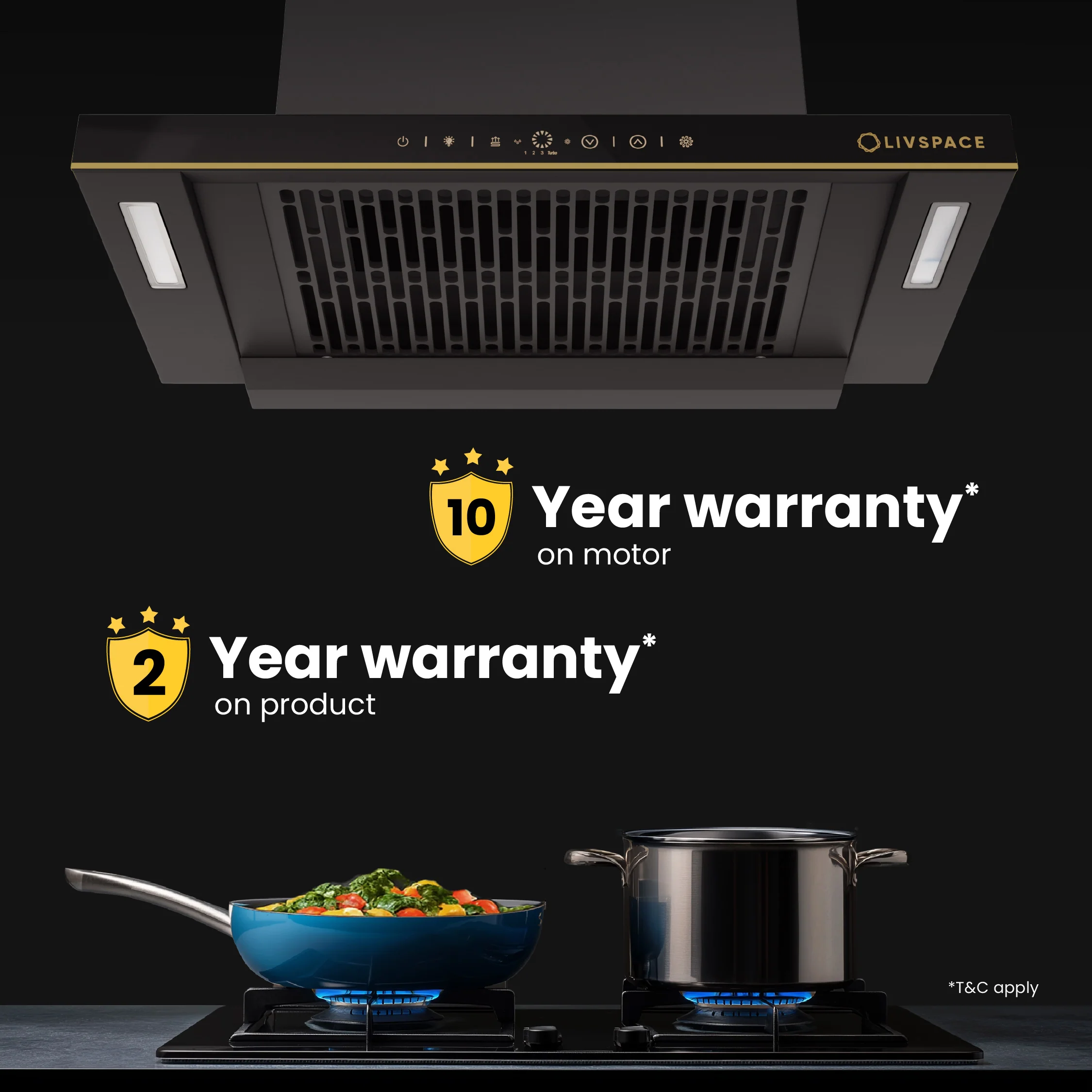 Intellia by Livspace AutoClean Curve Shape BLDC chimney 600mm size 1600m3/h suction power (Ducted) | Intellia CH T 60 - Image 7