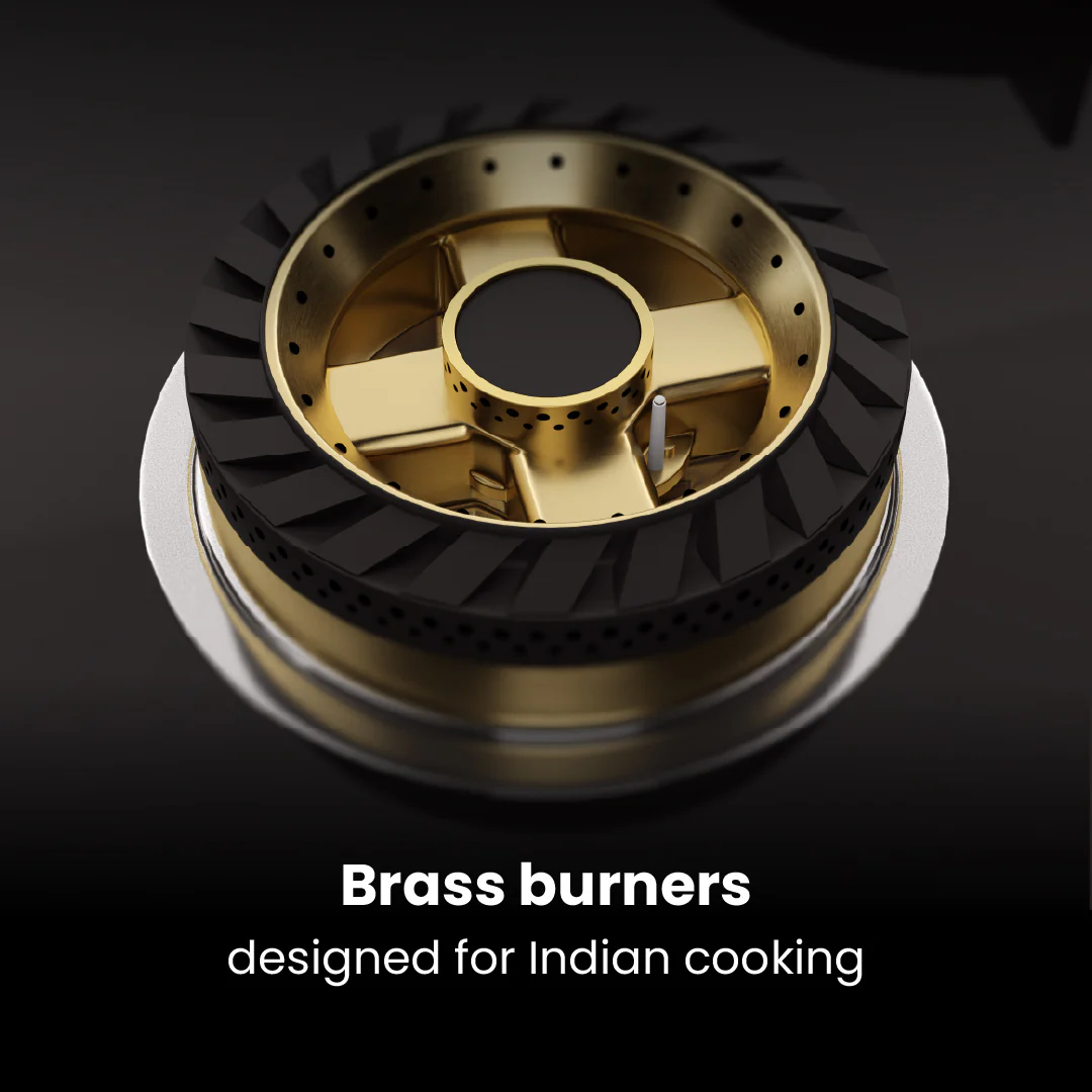 Intellia by Livspace 4 Brass Burner 900mm with Auto Ignition Gloss finish Hob  | Intellia HB 4B G 90 - Image 4