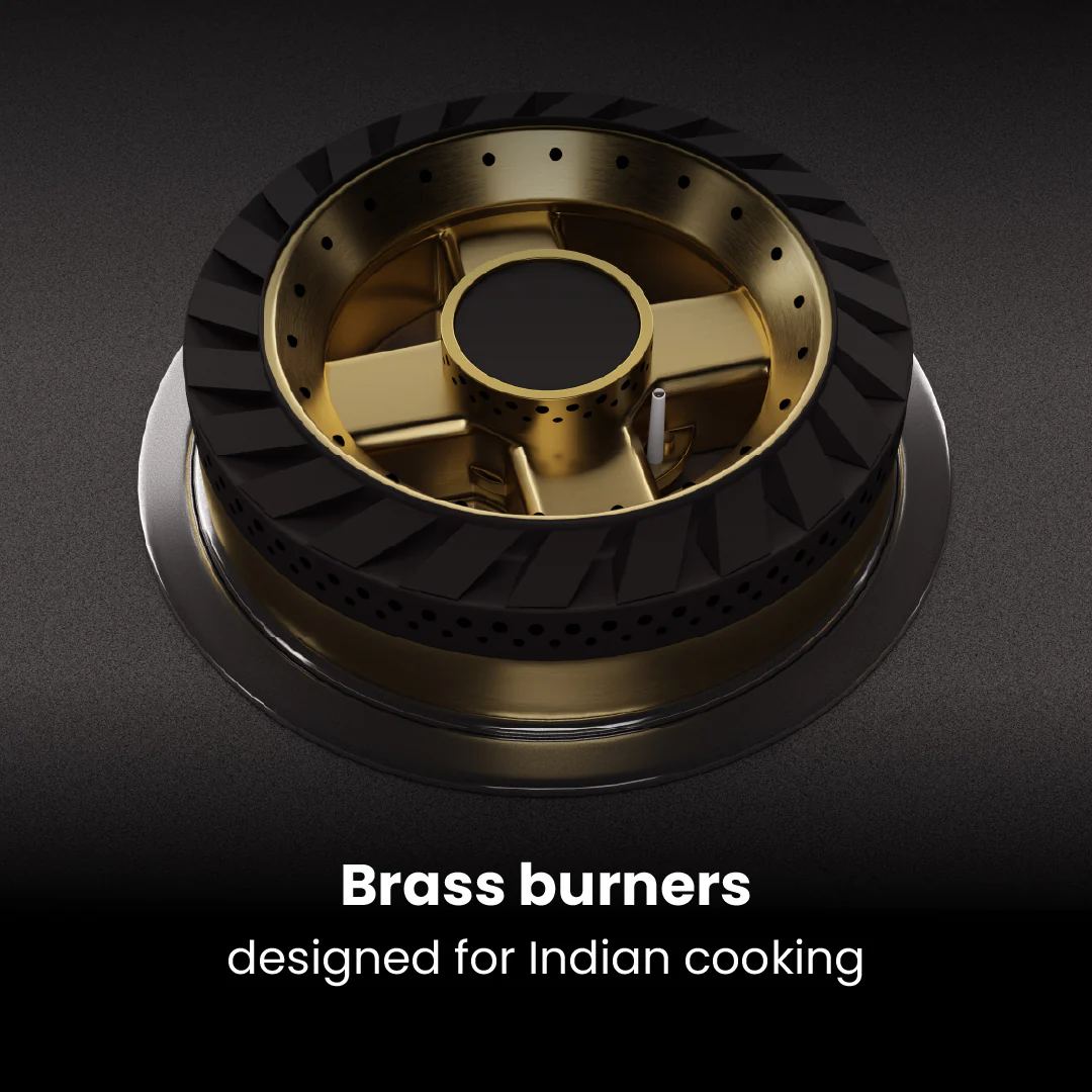 Intellia by Livspace 4 Brass Burner 900mm with Auto Ignition Matt finish Hob  | Intellia HB 4B M 90 - Image 4