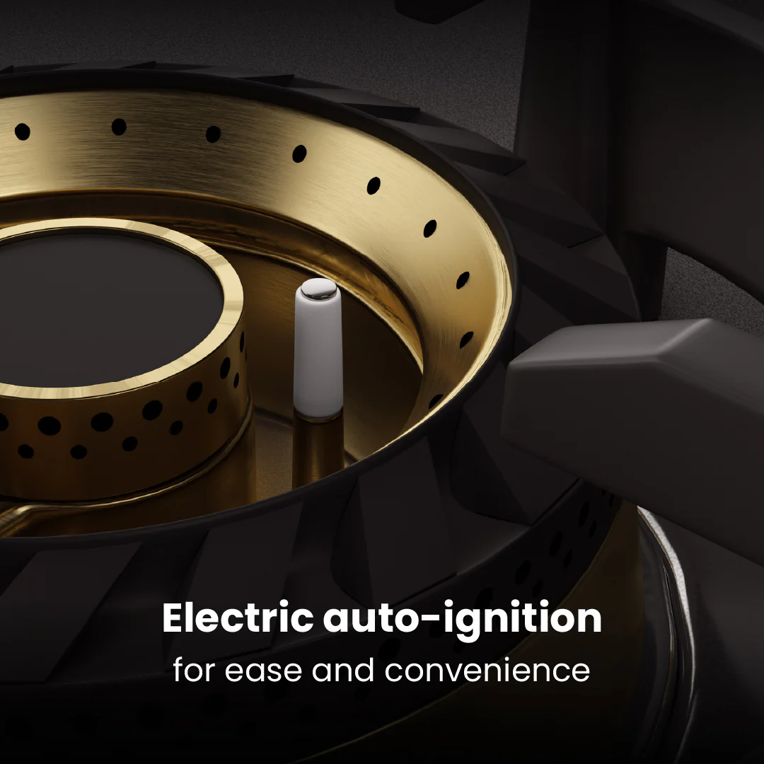 Intellia by Livspace 4 Brass Burner 900mm with Auto Ignition Matt finish Hob  | Intellia HB 4B M 90 - Image 5