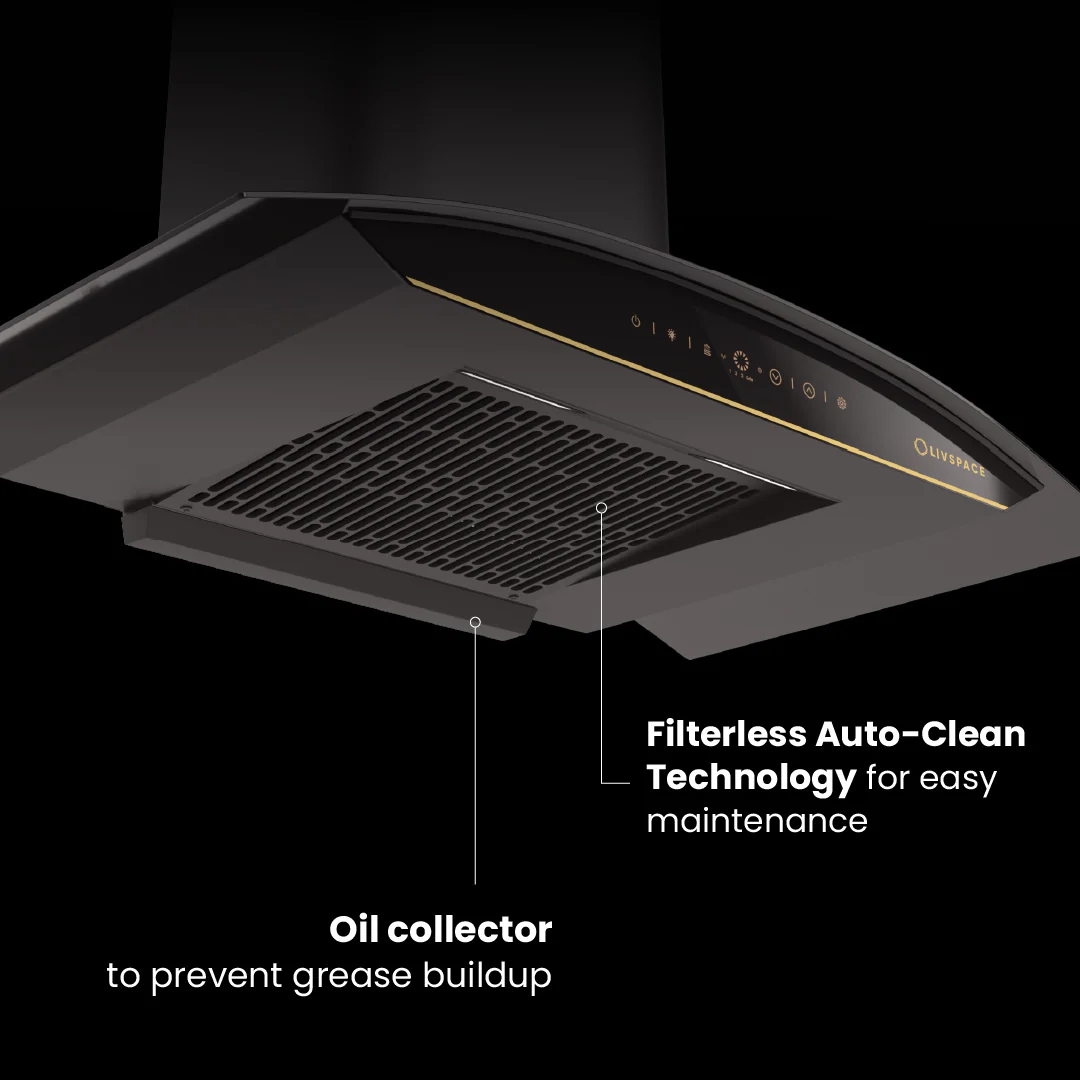 Intellia by Livspace AutoClean Curve Shape BLDC chimney 900mm size 1600m3/h suction power (Ducted) | Intellia CH C 90 - Image 3