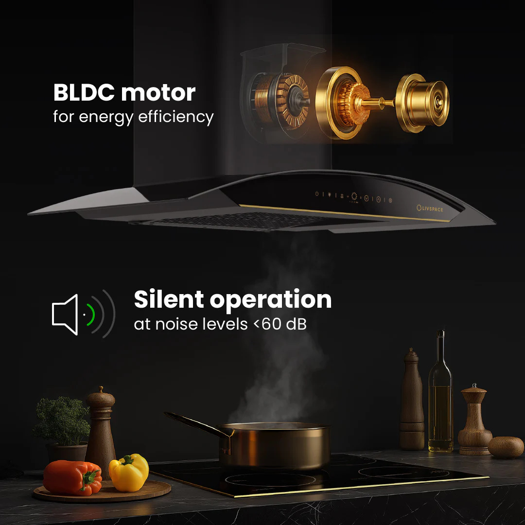 Intellia by Livspace AutoClean Curve Shape BLDC chimney 900mm size 1600m3/h suction power (Ducted) | Intellia CH C 90 - Image 5