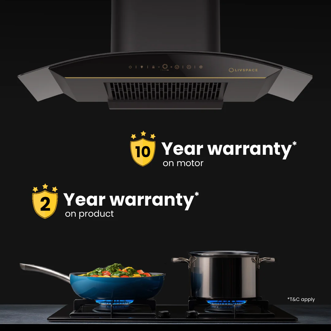 Intellia by Livspace AutoClean Curve Shape BLDC chimney 900mm size 1600m3/h suction power (Ducted) | Intellia CH C 90 - Image 7