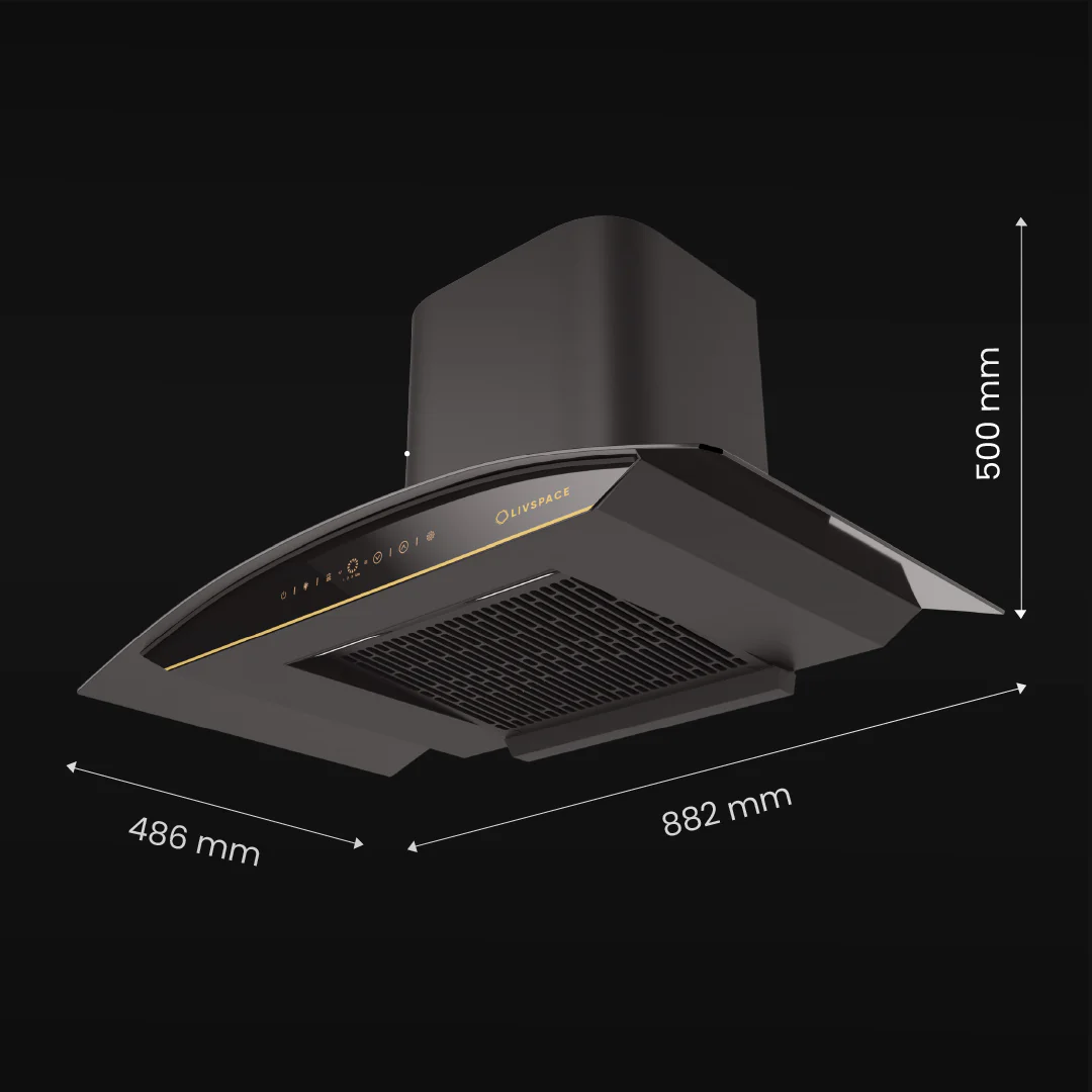 Intellia by Livspace AutoClean Curve Shape BLDC chimney 900mm size 1600m3/h suction power (Ducted) | Intellia CH C 90 - Image 8