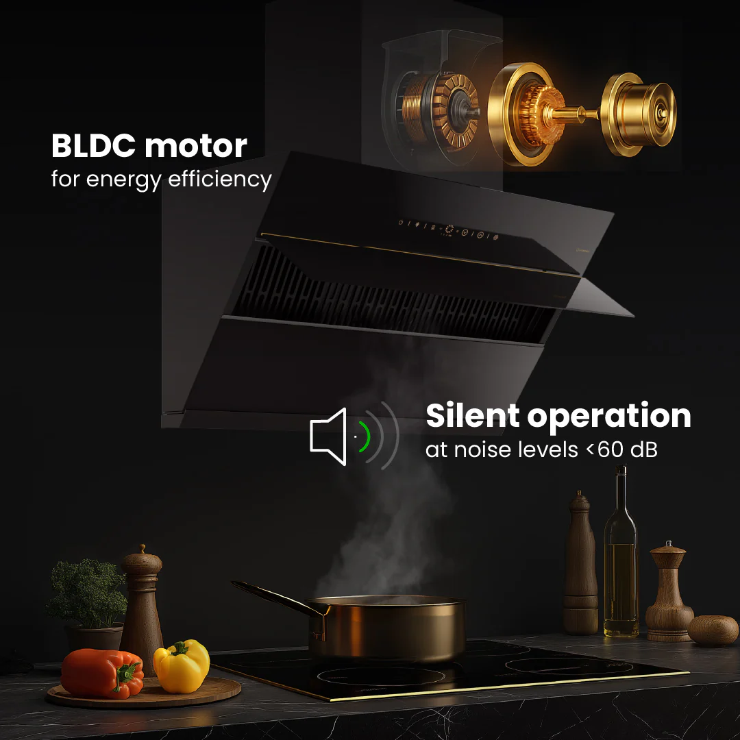Intellia by Livspace AutoClean Inclined Shape BLDC chimney 900mm size 1600m3/h suction power (Ducted) | Intellia CH I 90 - Image 5