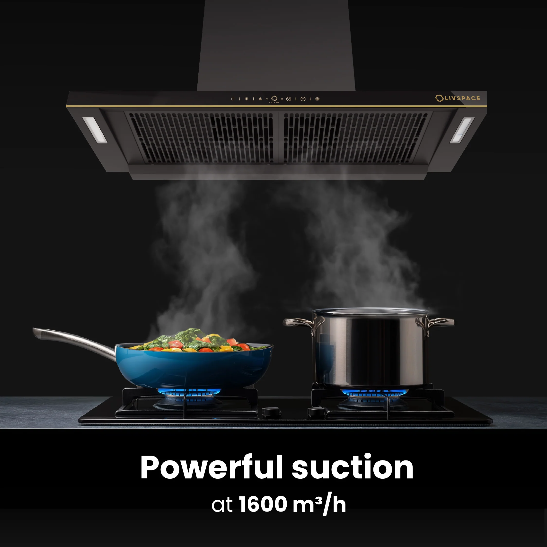 Intellia by Livspace AutoClean Curve Shape BLDC chimney 900mm size 1600m3/h suction power (Ducted) | Intellia CH T 90 - Image 3