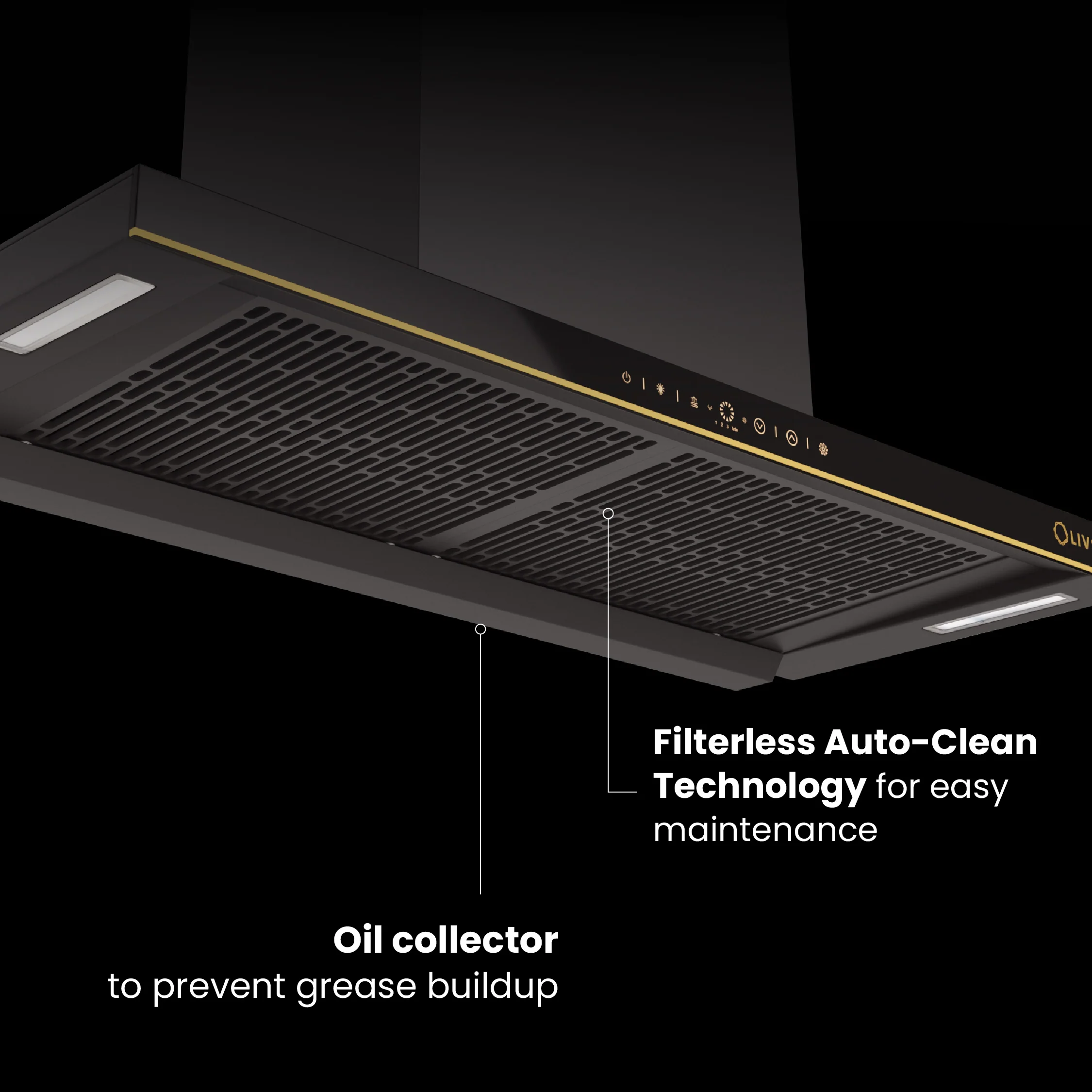 Intellia by Livspace AutoClean Curve Shape BLDC chimney 900mm size 1600m3/h suction power (Ducted) | Intellia CH T 90 - Image 5