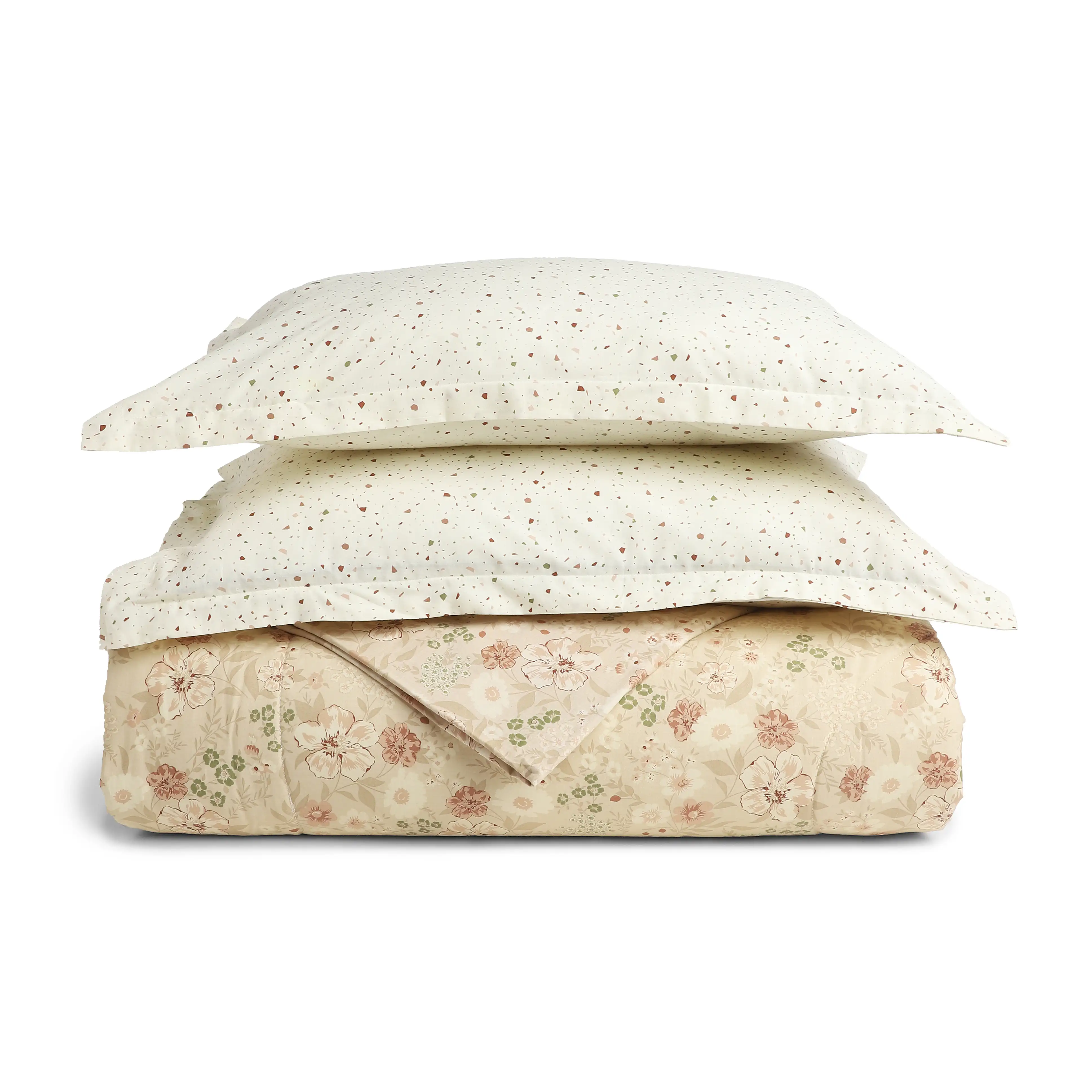 Mishella | Mix & Match Printed Coordinated Bedding Set | Set of Bedsheet & Comforter - Beige - Image 4