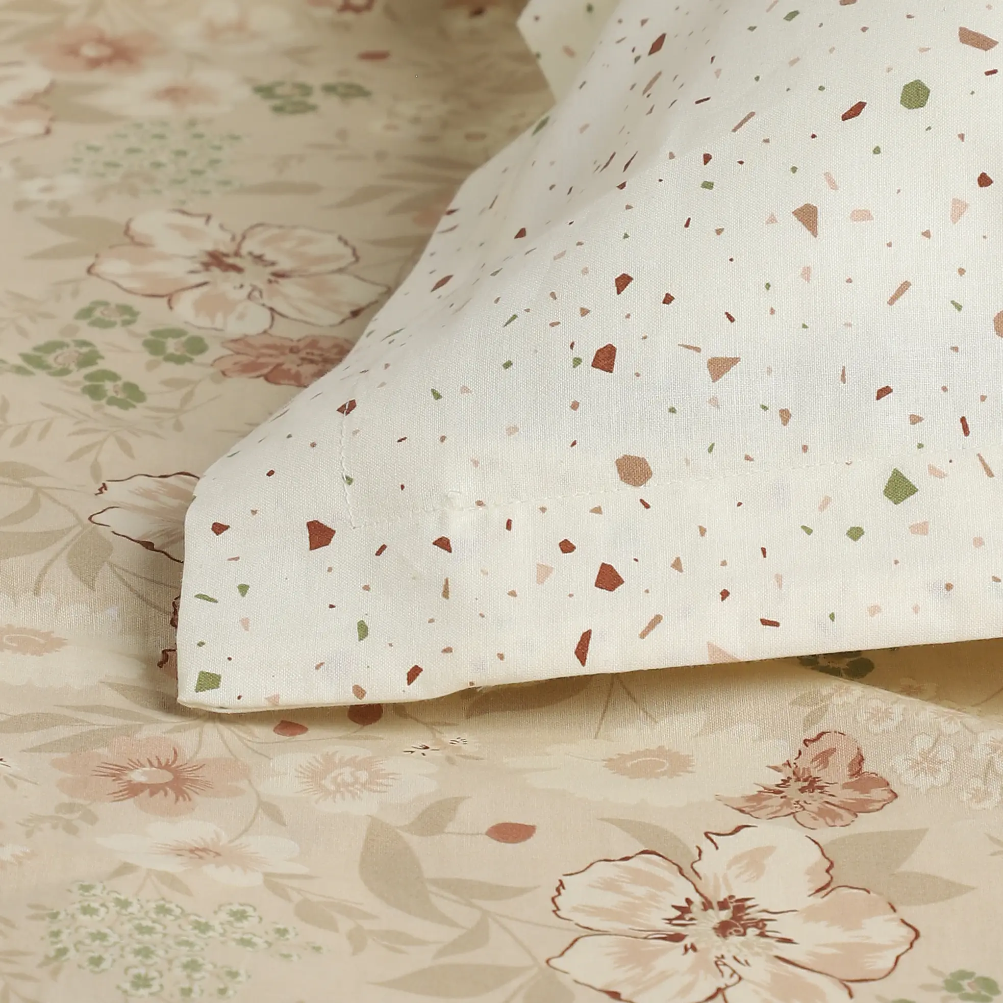 Mishella | Mix & Match Printed Cotton Bedsheet Set - Beige - Image 15