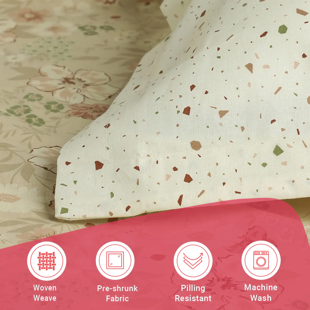 Mishella | Mix & Match Printed Cotton Bedsheet Set - Beige - Image 17