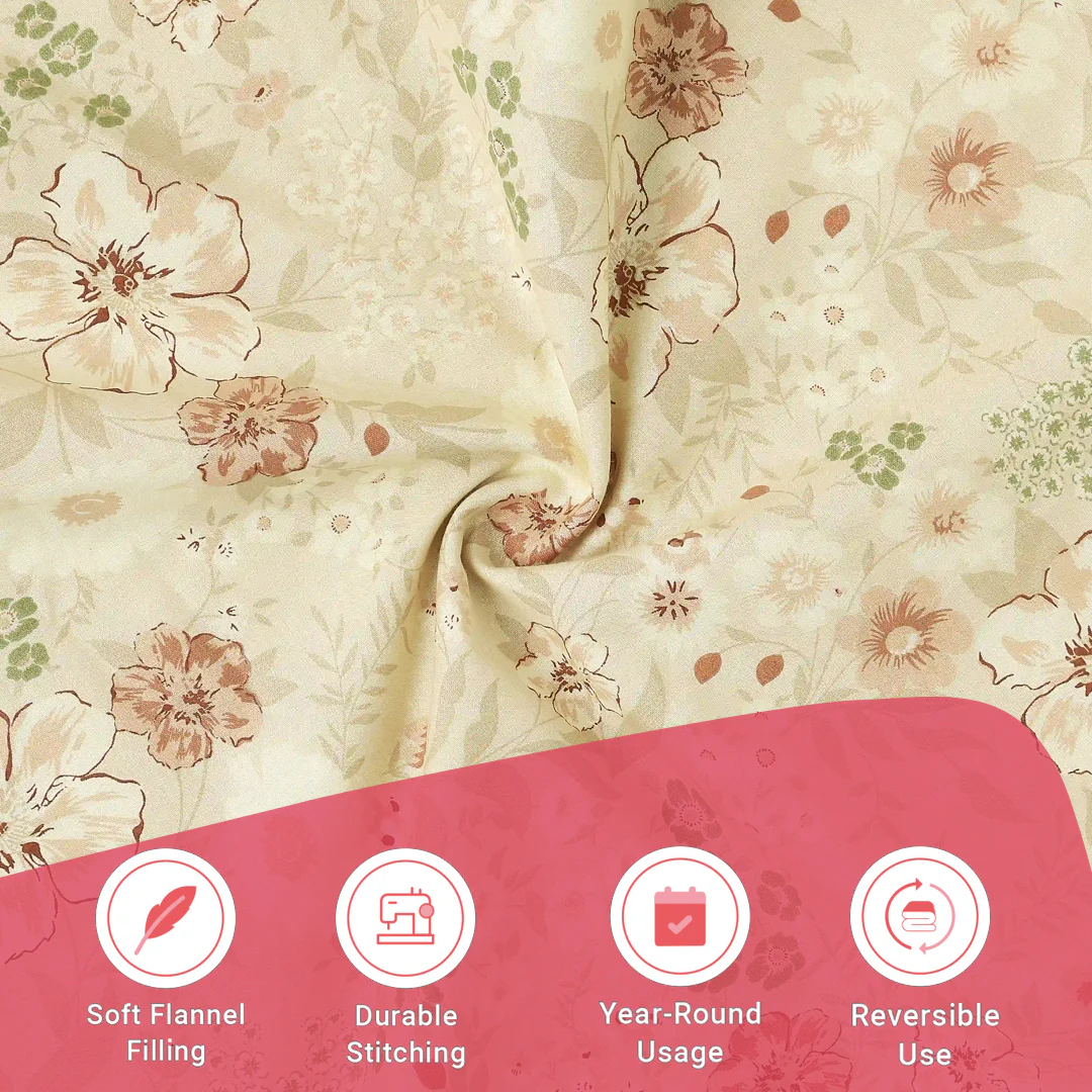 Mishella | Mix & Match Printed Reversible Dohar with Super Soft Flannel Layering - Beige - Image 11