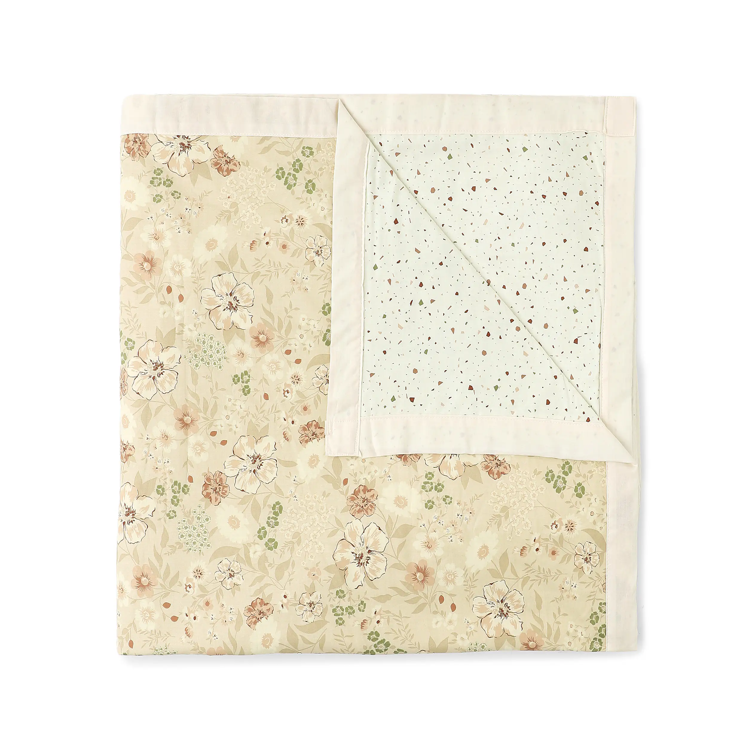 Mishella | Mix & Match Printed Reversible Dohar with Super Soft Flannel Layering - Beige - Image 4