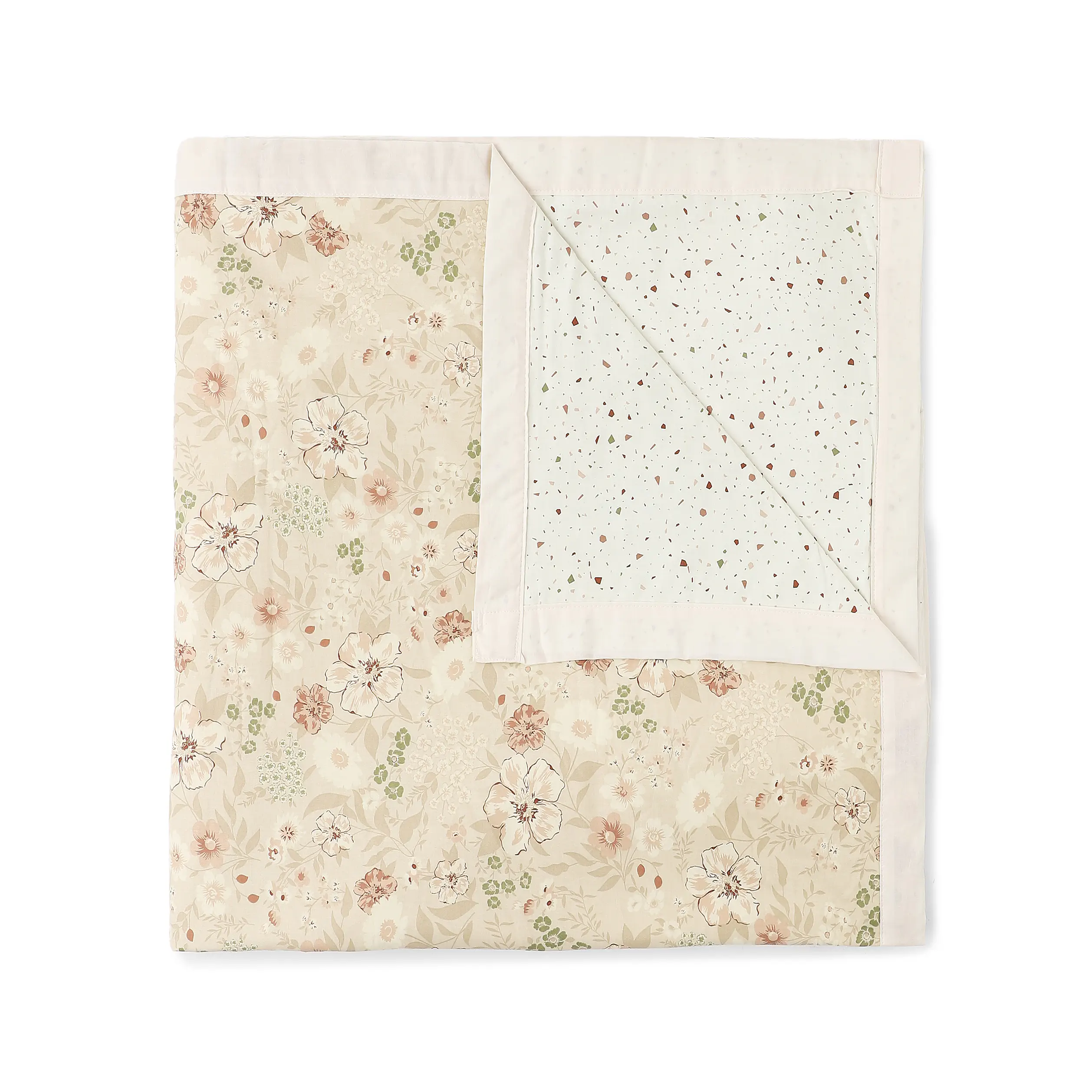 Mishella | Mix & Match Printed Reversible Dohar with Super Soft Flannel Layering - Beige - Image 9