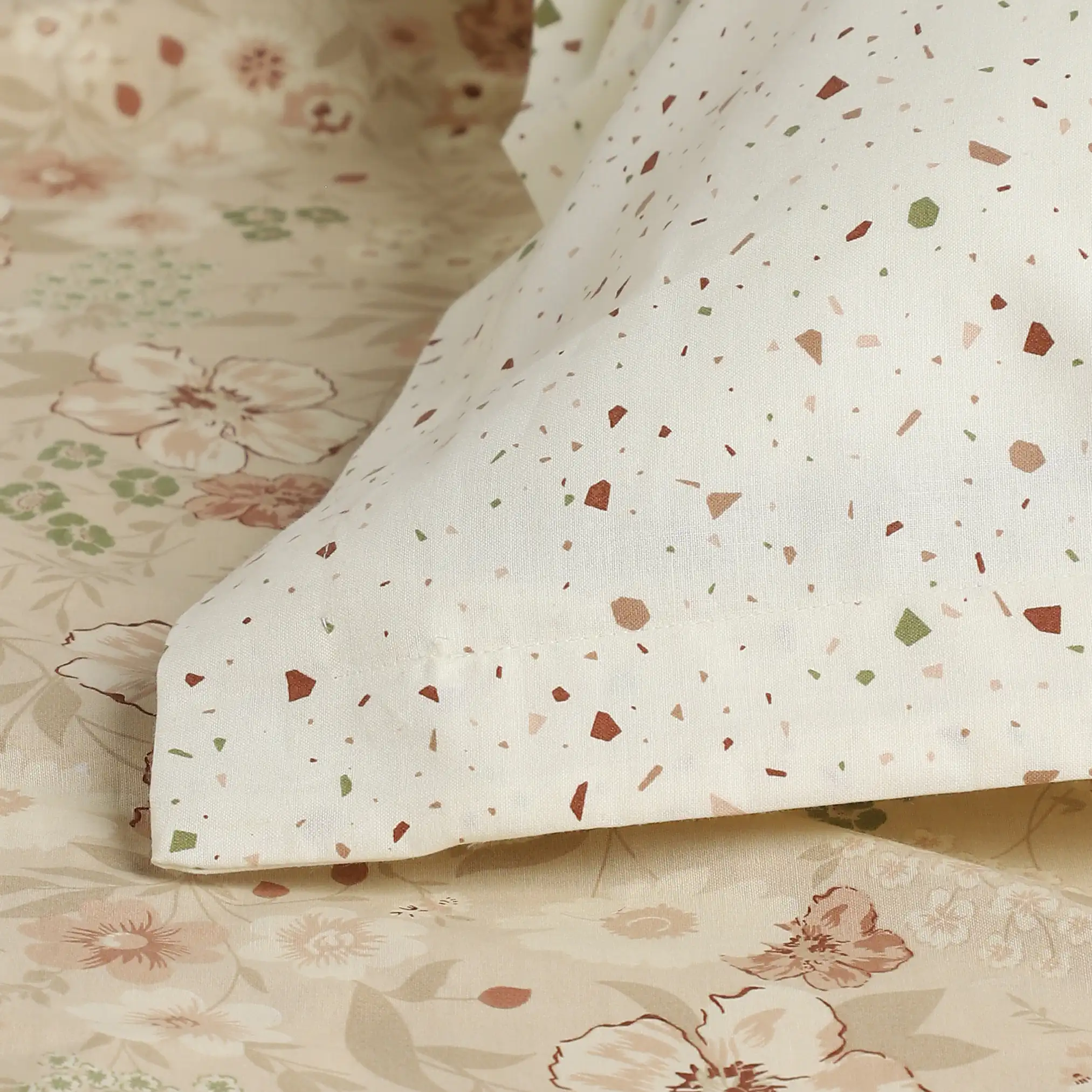 Mishella | Mix & Match Printed Cotton Fitted Sheet Set - Beige - Image 13
