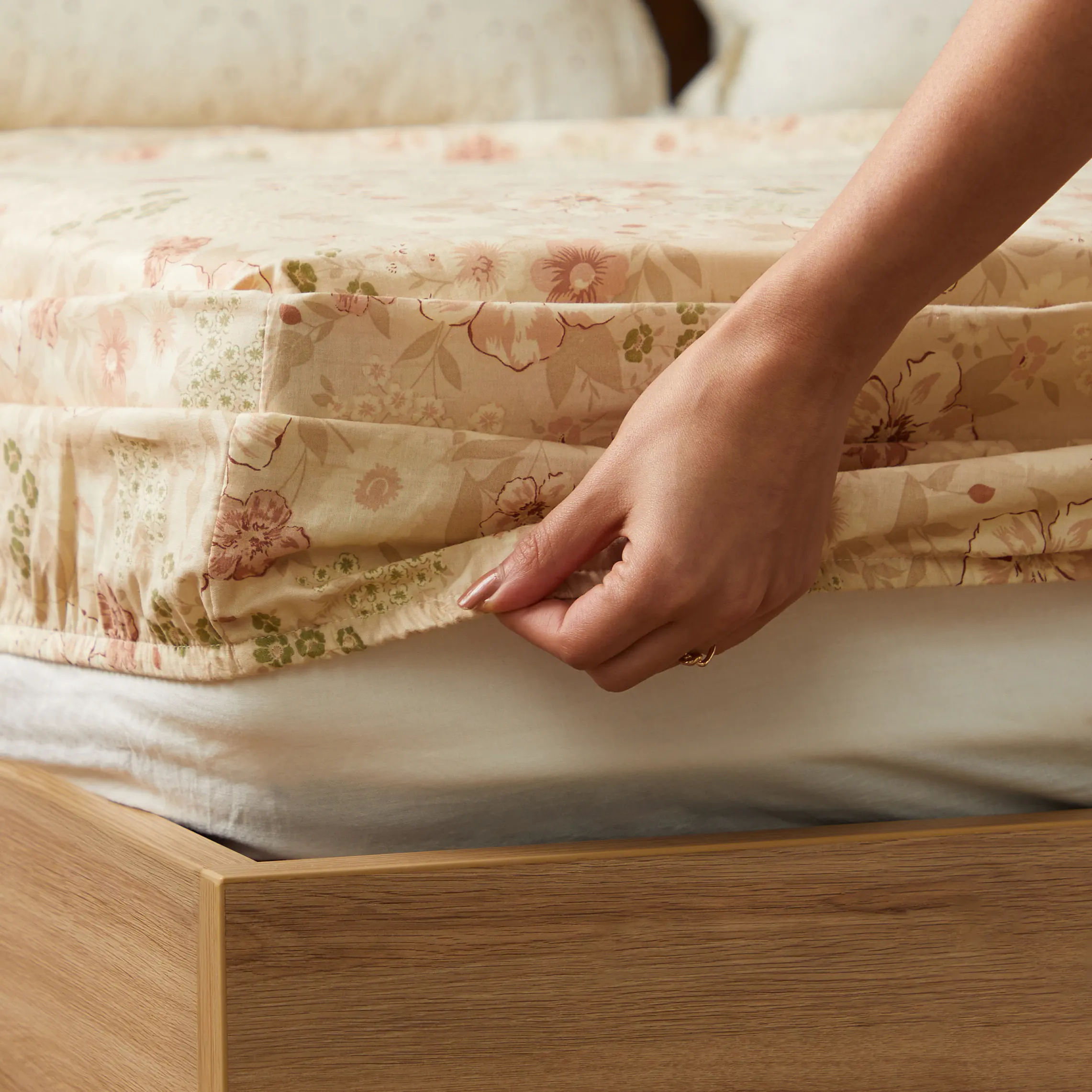 Mishella | Mix & Match Printed Cotton Fitted Sheet Set - Beige - Image 4