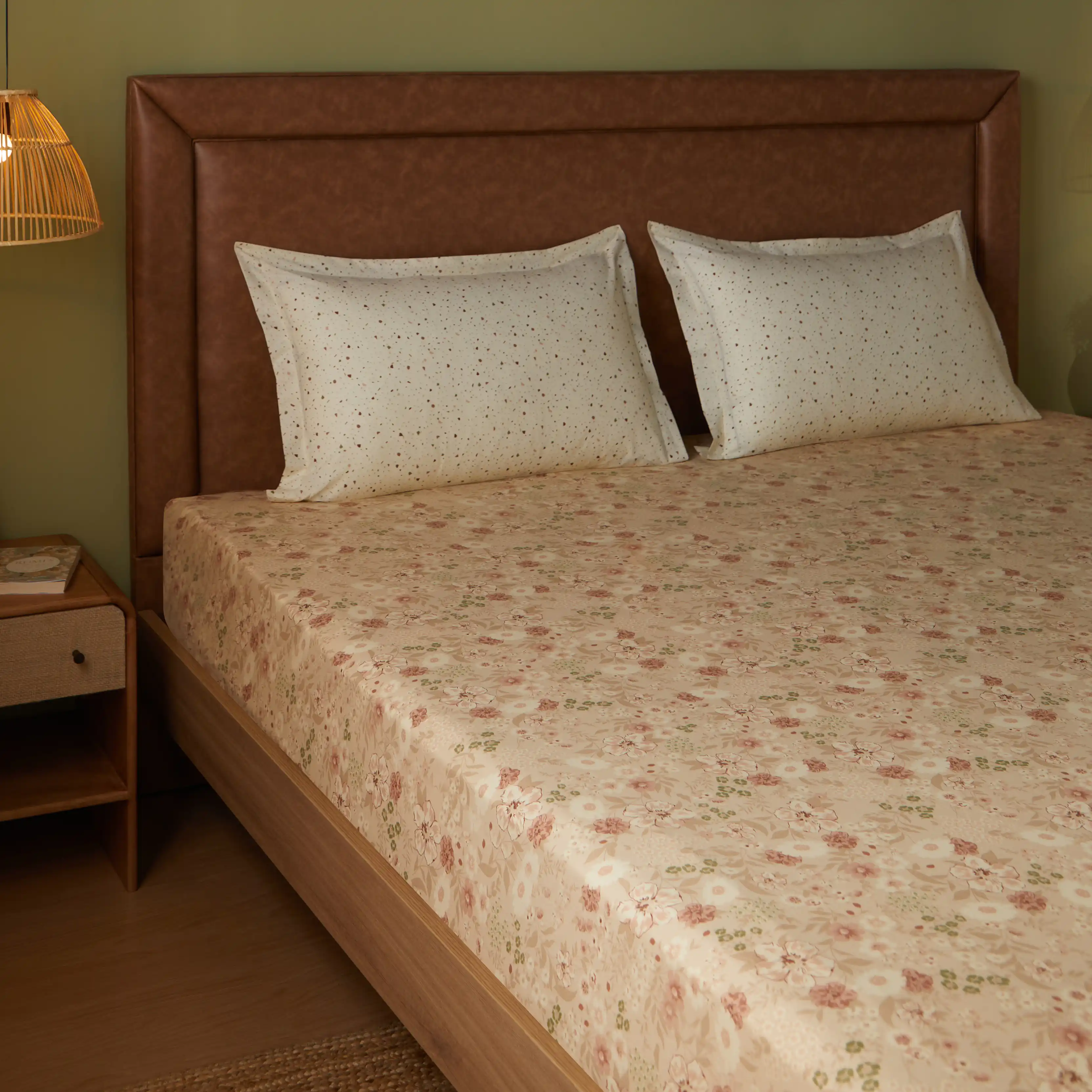 Mishella | Mix & Match Printed Cotton Fitted Sheet Set - Beige - Image 8