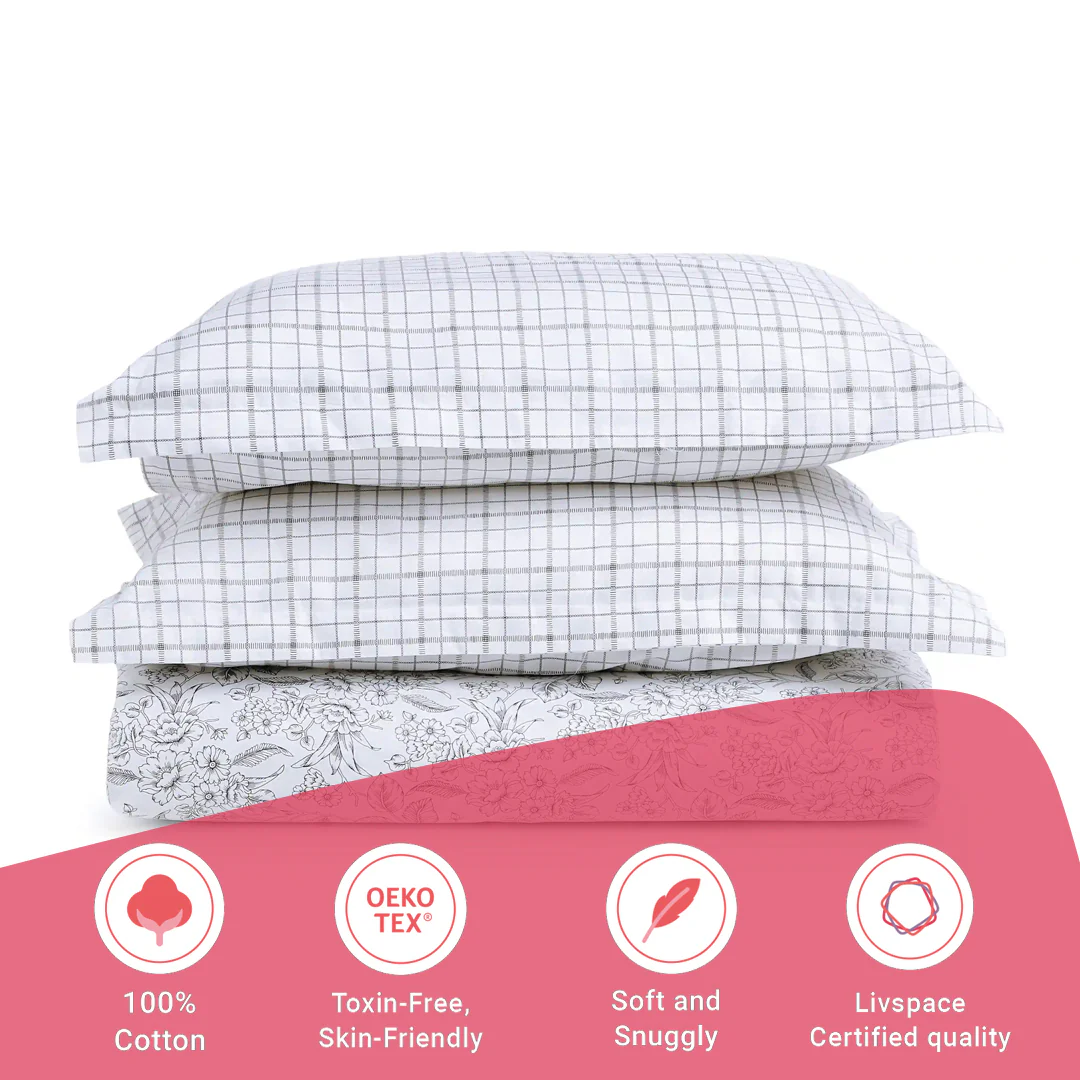 Mishella | Mix & Match Printed Cotton Fitted Sheet Set - Charcoal Bloom - Image 16