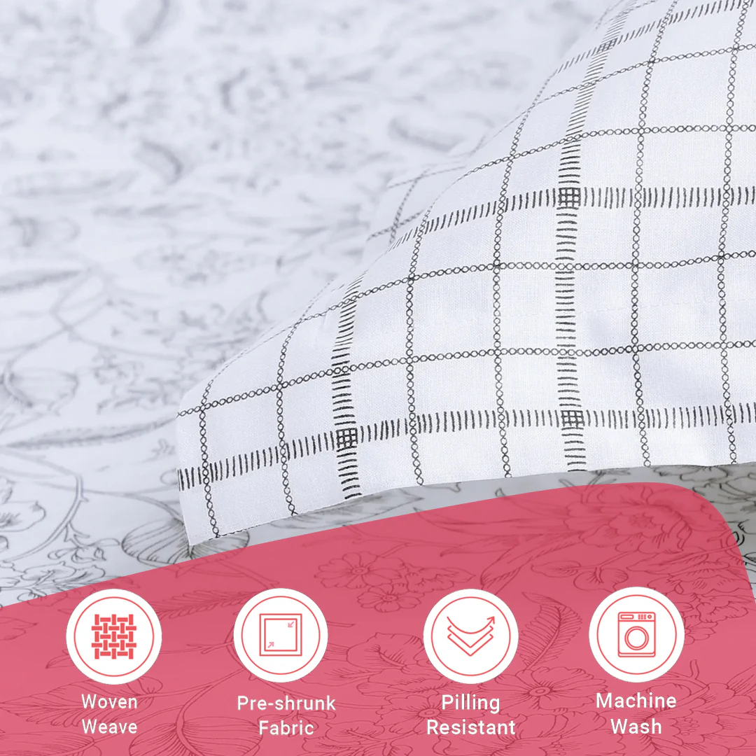 Mishella | Mix & Match Printed Cotton Fitted Sheet Set - Charcoal Bloom - Image 17