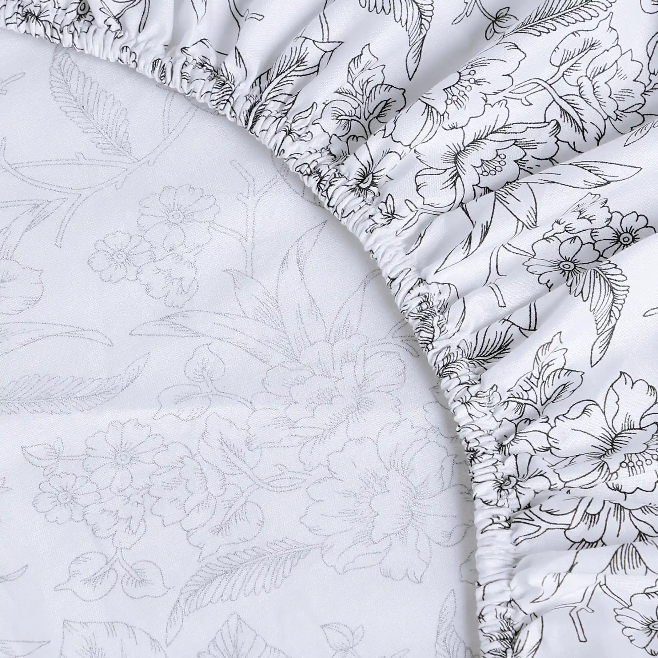 Mishella | Mix & Match Printed Cotton Fitted Sheet Set - Charcoal Bloom - Image 7