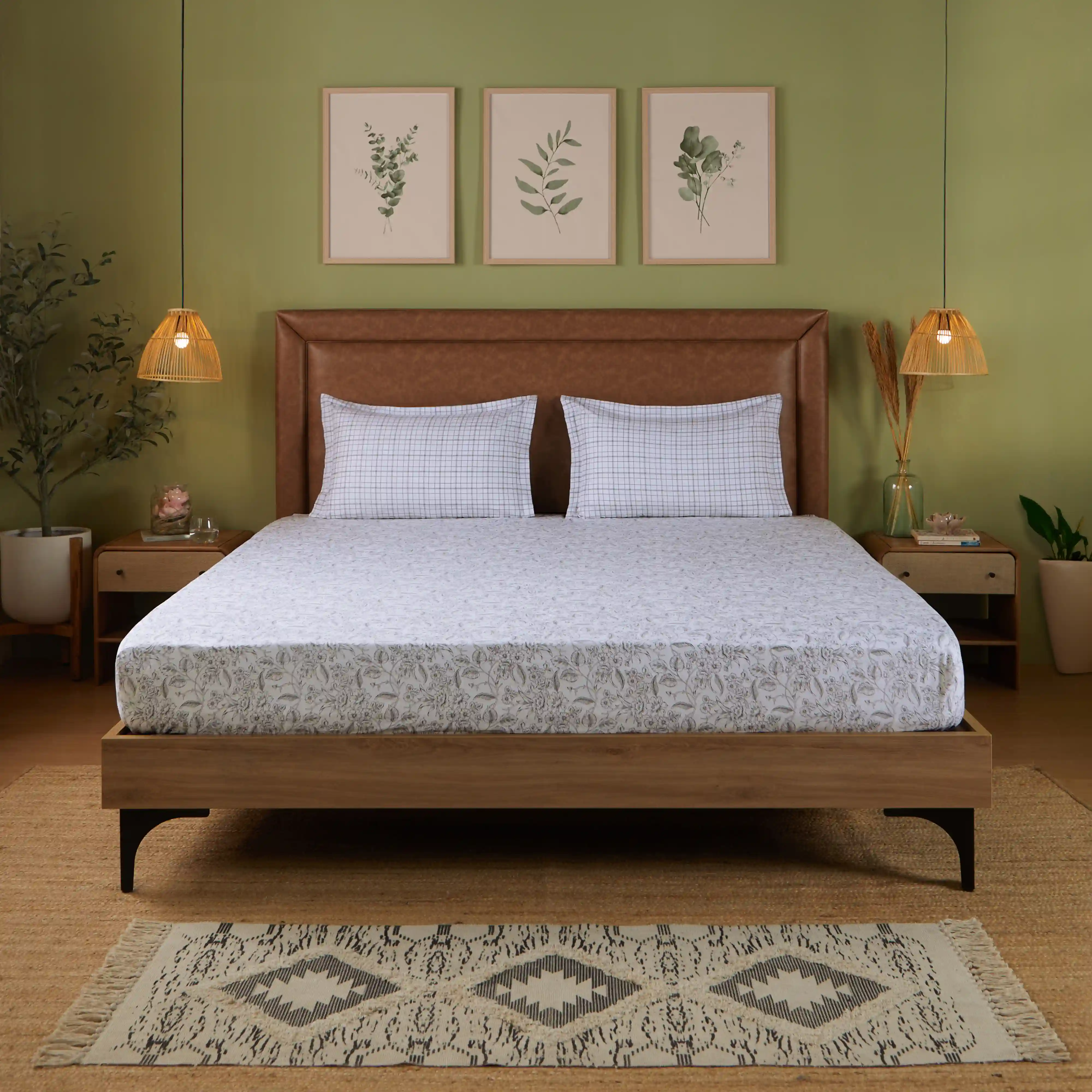 Mishella | Mix & Match Printed Cotton Fitted Sheet Set - Charcoal Bloom - Image 9
