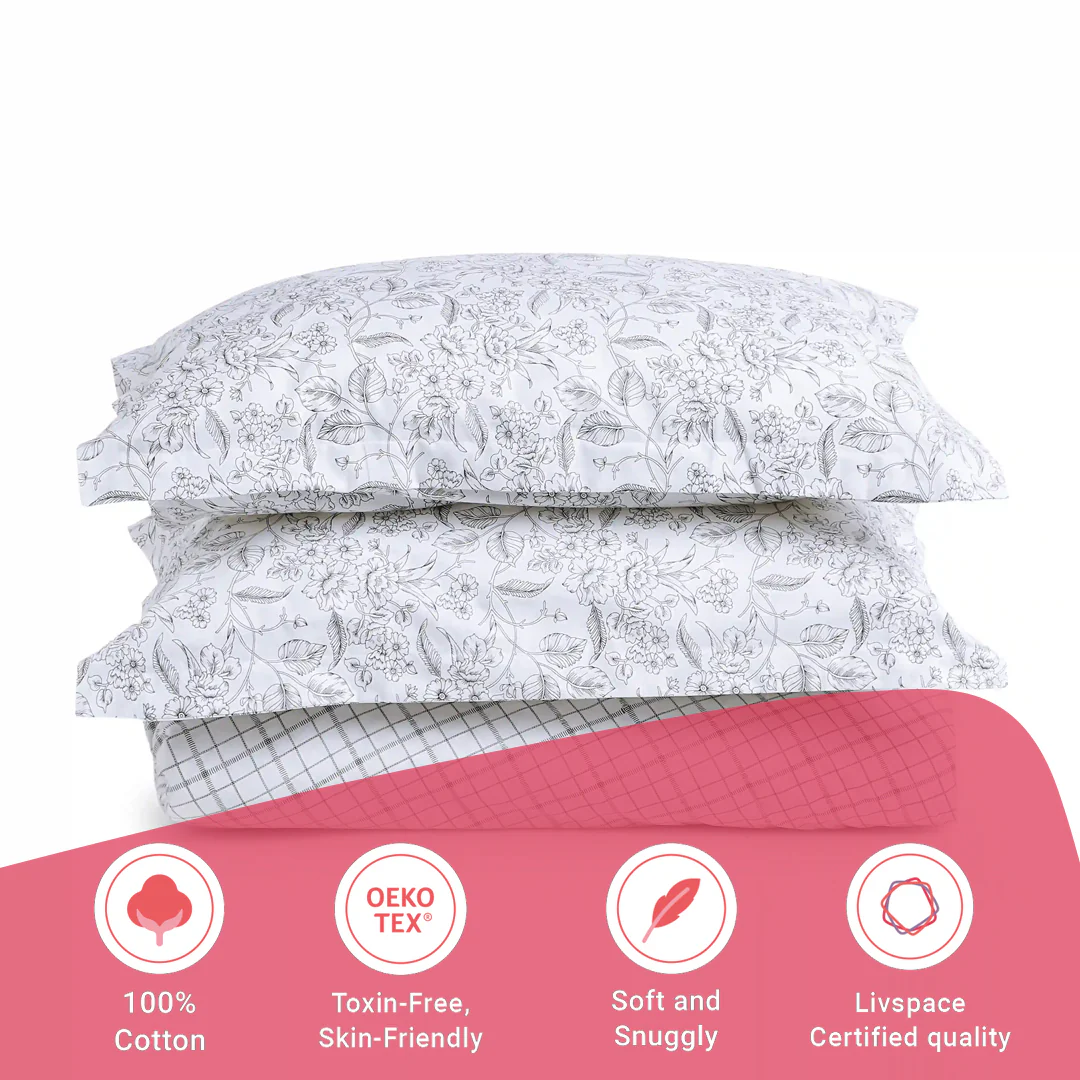 Mishella | Mix & Match Printed Cotton Fitted Sheet Set - Charcoal Checks - Image 16