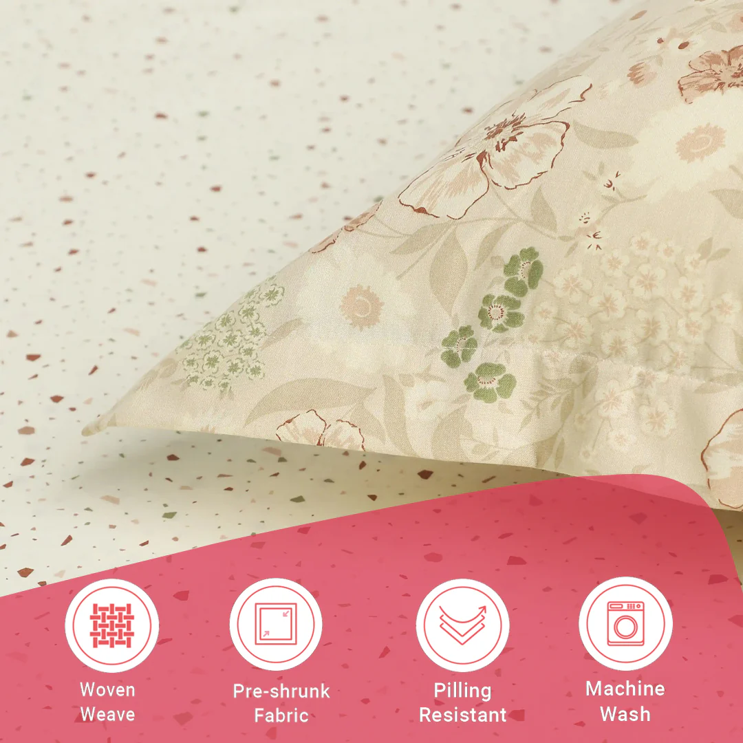 Mishella | Mix & Match Printed Cotton Bedsheet Set - Cream - Image 17