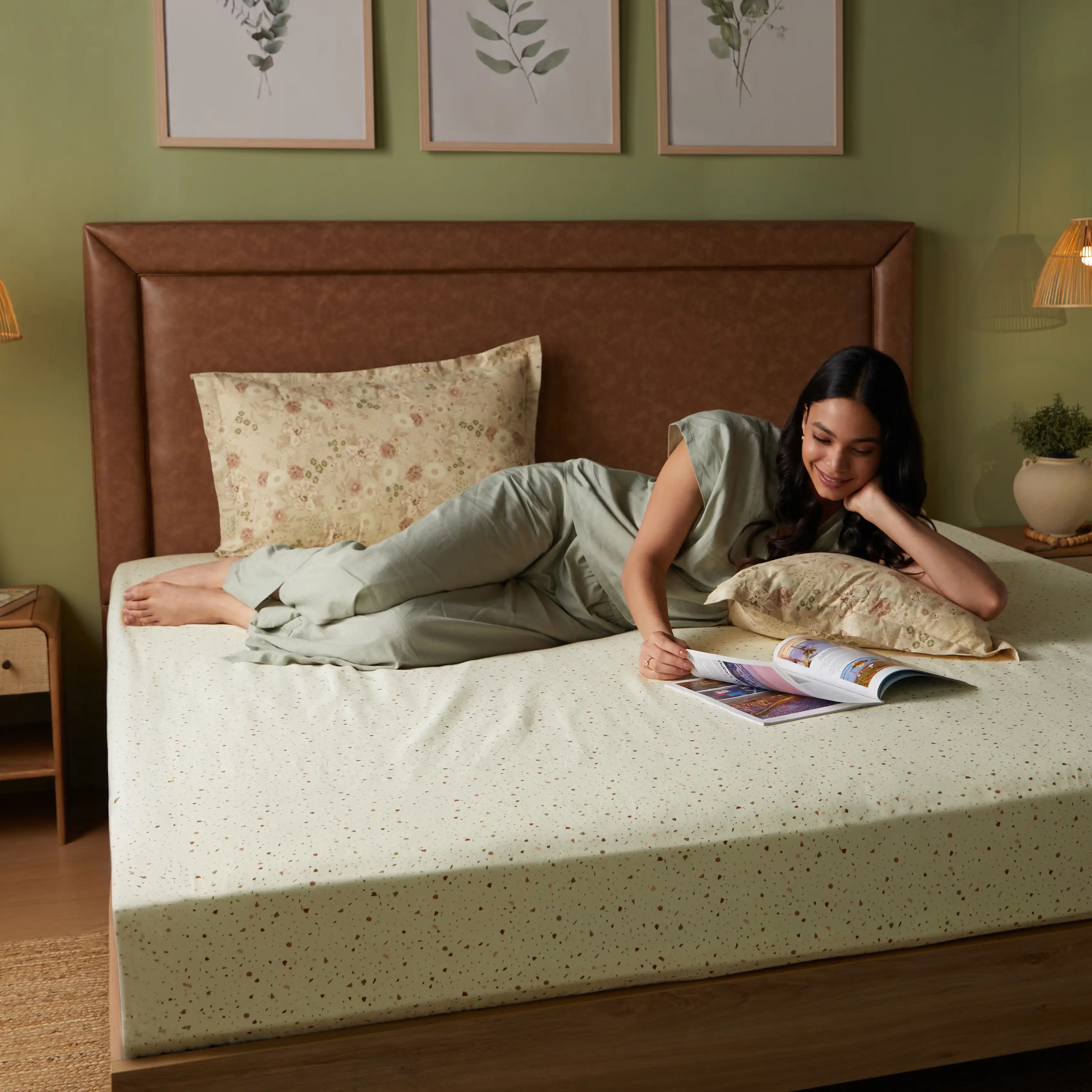 Mishella | Mix & Match Printed Cotton Bedsheet Set - Cream - Image 8