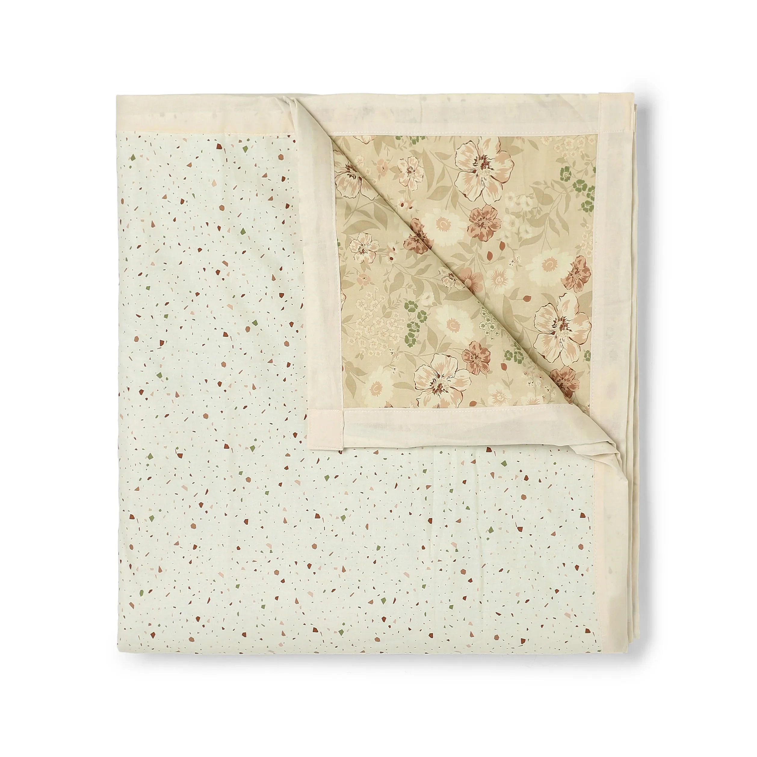 Mishella | Mix & Match Printed Reversible Dohar with Super Soft Flannel Layering - Cream - Image 4