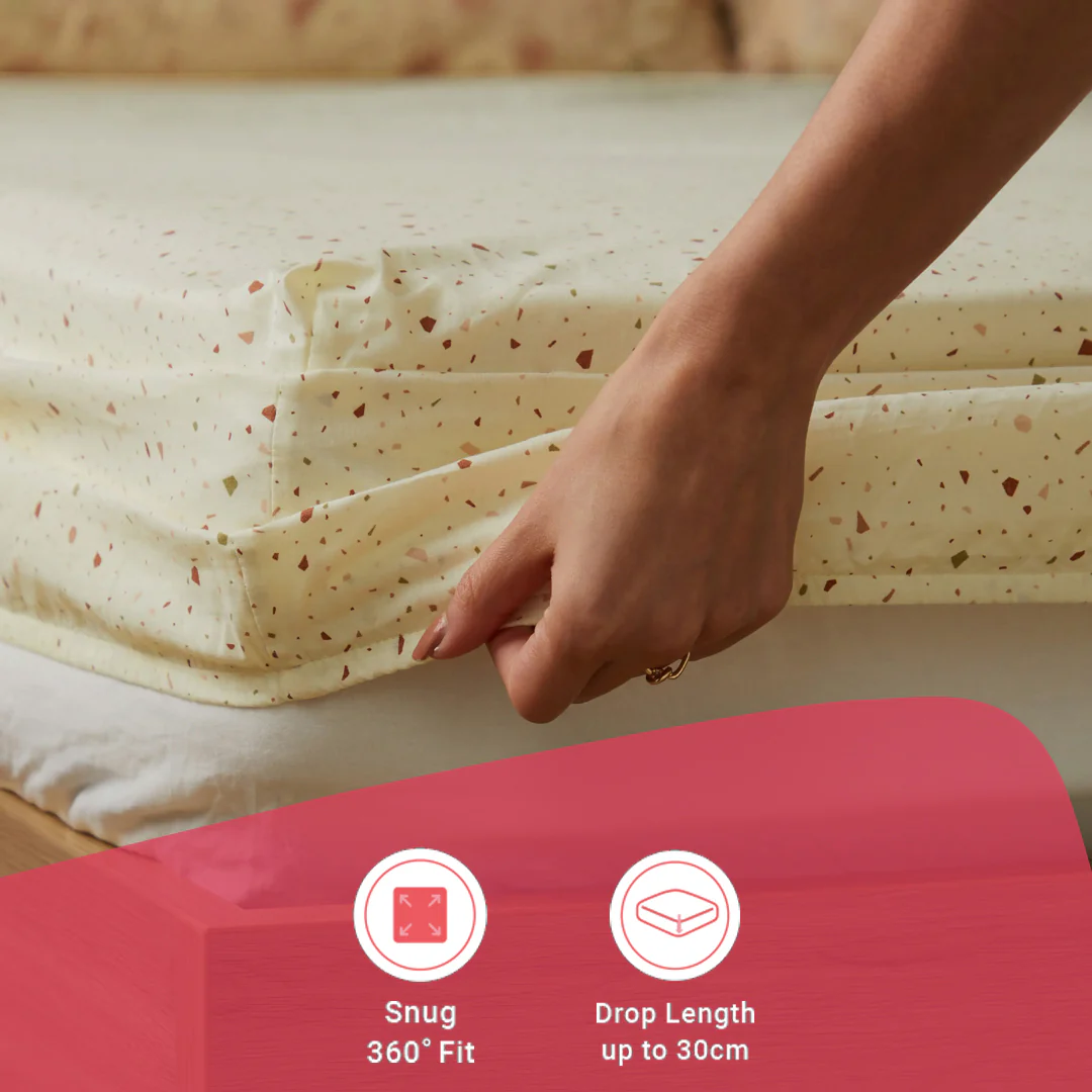 Mishella | Mix & Match Printed Cotton Fitted Sheet Set - Cream - Image 17