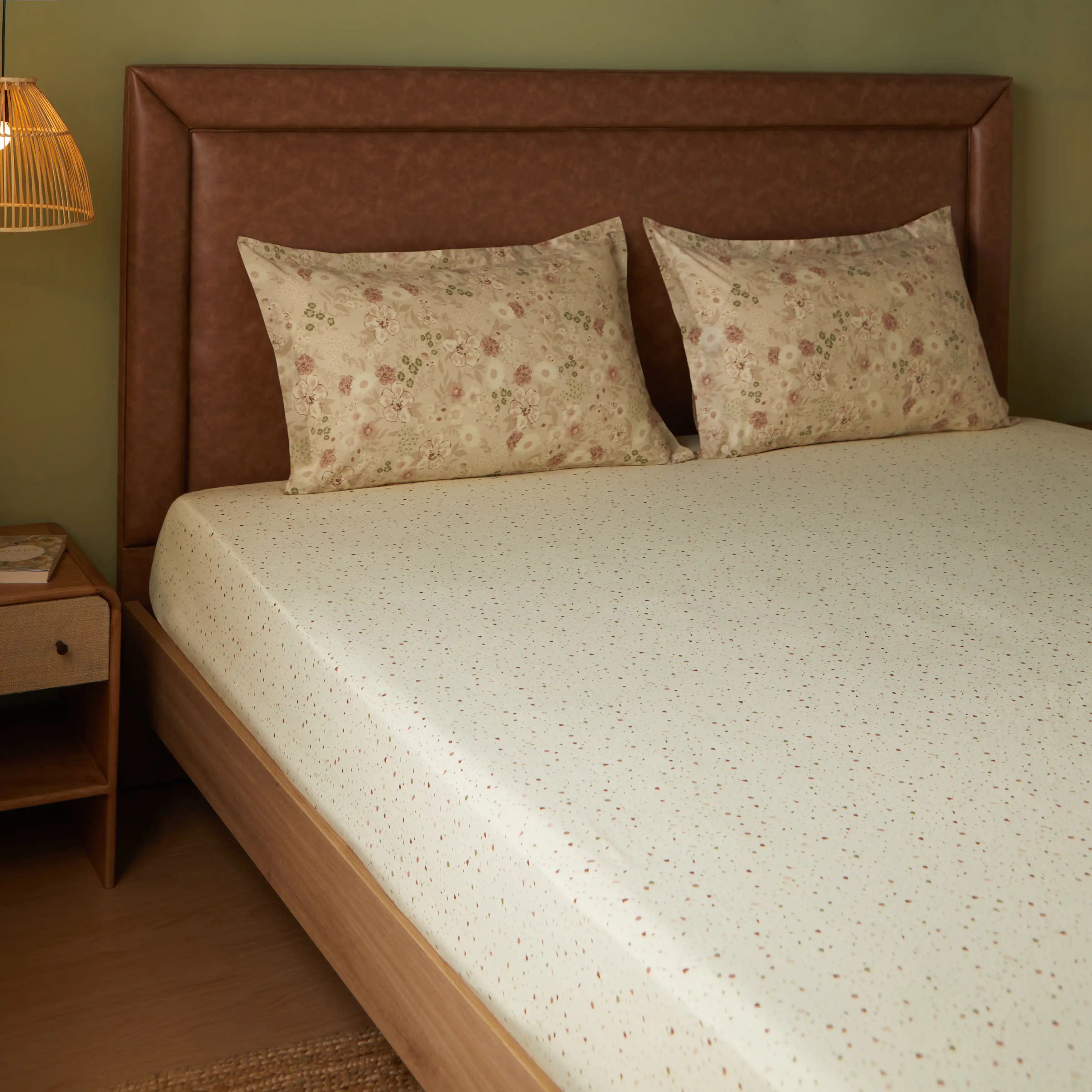 Mishella | Mix & Match Printed Cotton Fitted Sheet Set - Cream - Image 8