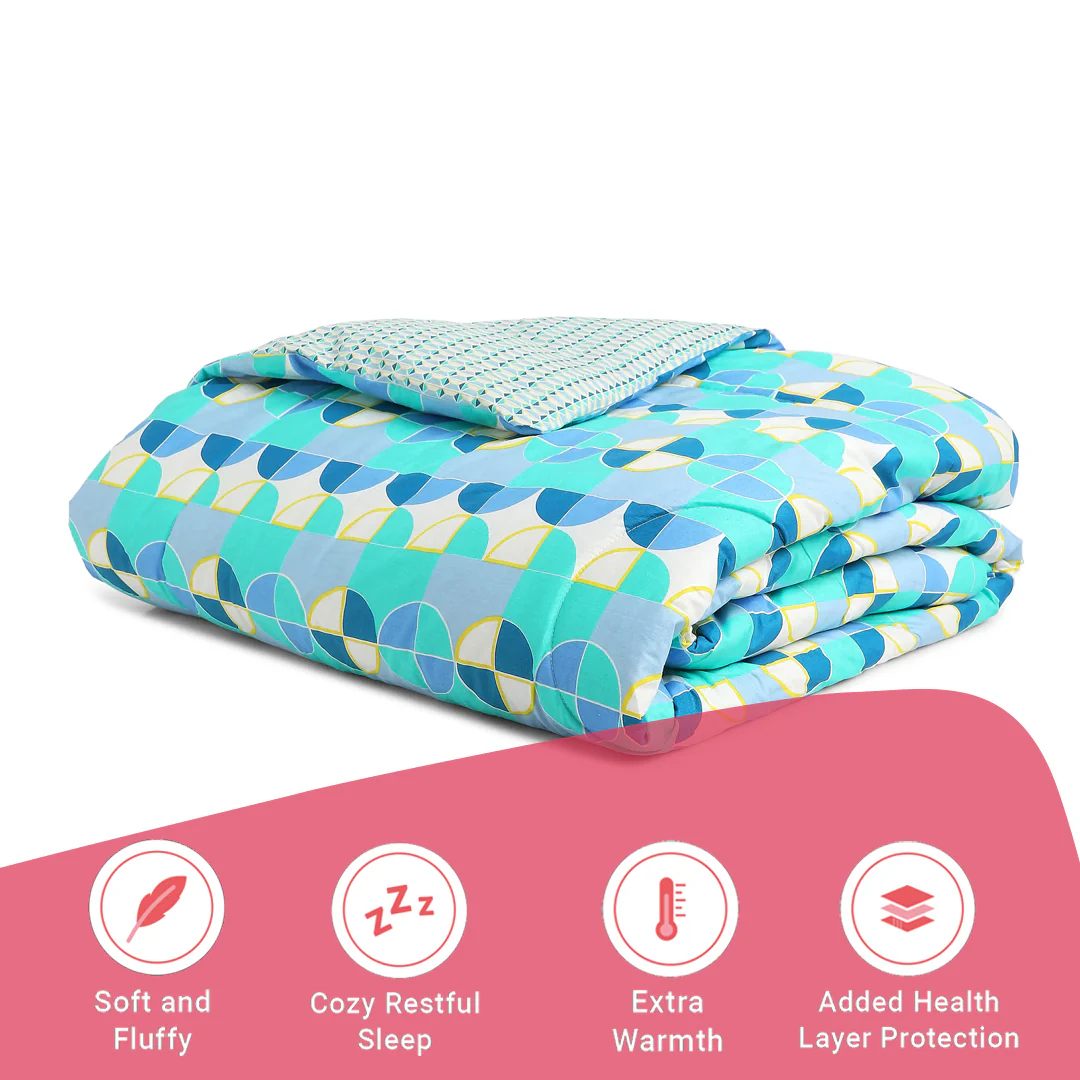 Mishella | Mix & Match Printed 240GSM Reversible Comforter for Extra Warmth - Kaleido Teal - Image 6