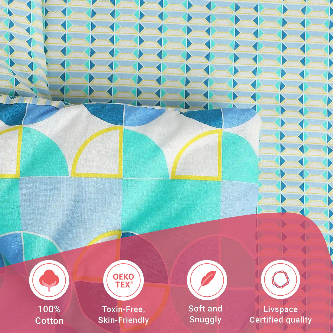 Mishella | Mix & Match Printed 240GSM Reversible Comforter for Extra Warmth - Kaleido Teal - Image 7