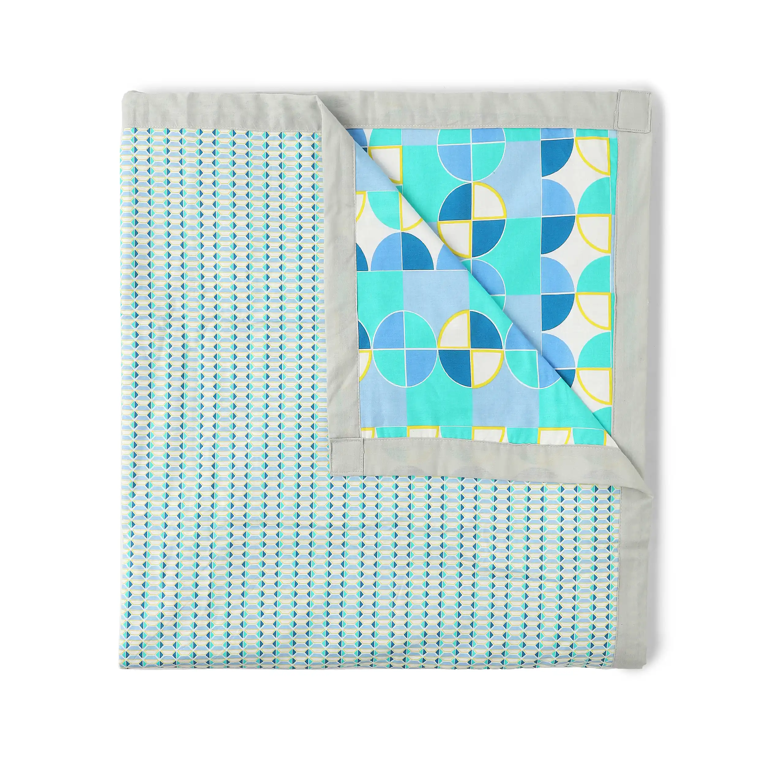 Mishella | Mix & Match Printed Reversible Dohar with Super Soft Flannel Layering - Kaleido Teal - Image 4