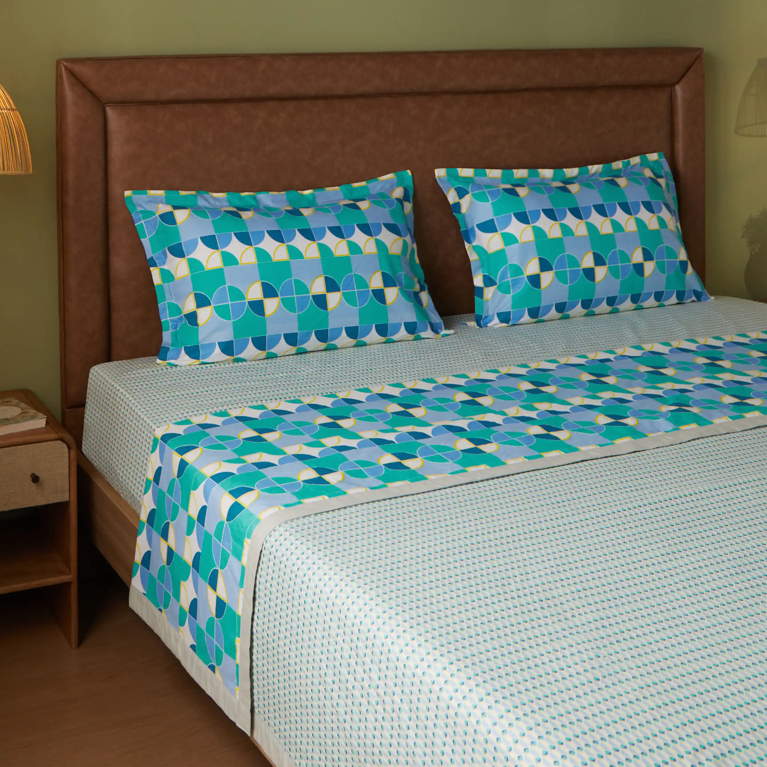 Mishella | Mix & Match Printed Reversible Dohar with Super Soft Flannel Layering - Kaleido Teal - Image 6