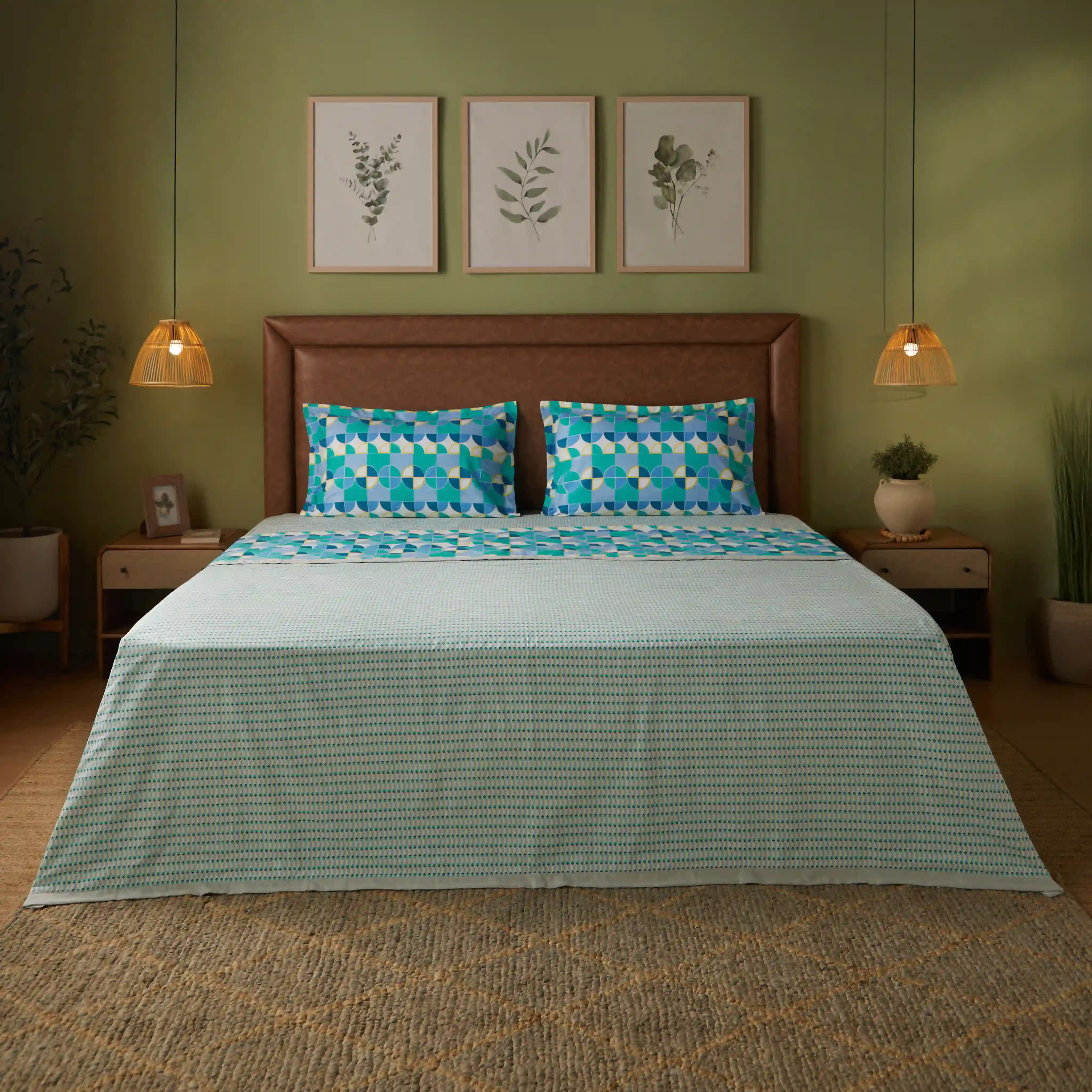 Mishella | Mix & Match Printed Reversible Dohar with Super Soft Flannel Layering - Kaleido Teal - Image 7