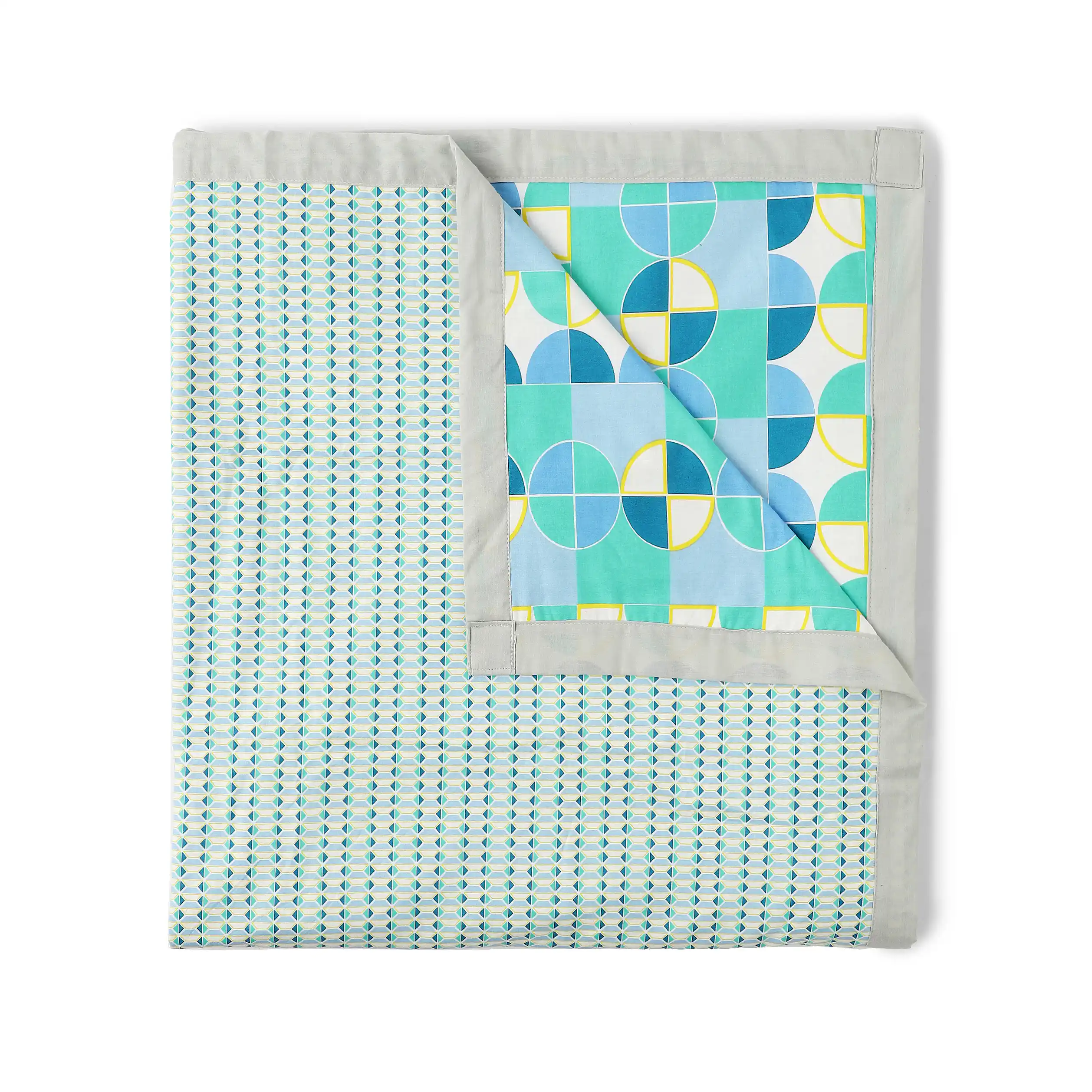 Mishella | Mix & Match Printed Reversible Dohar with Super Soft Flannel Layering - Kaleido Teal - Image 9