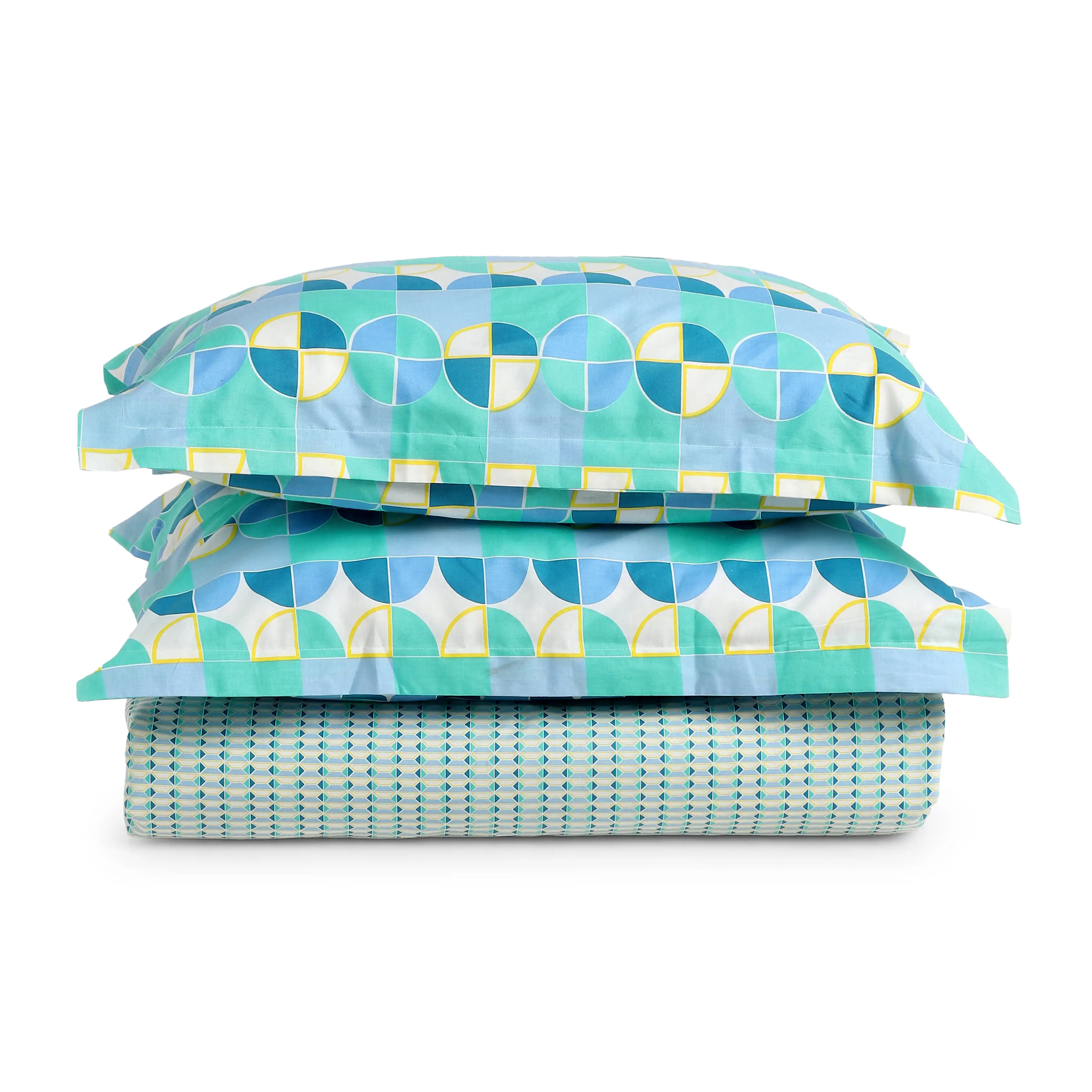 Mishella | Mix & Match Printed Cotton Fitted Sheet Set - Kaleido Teal - Image 12