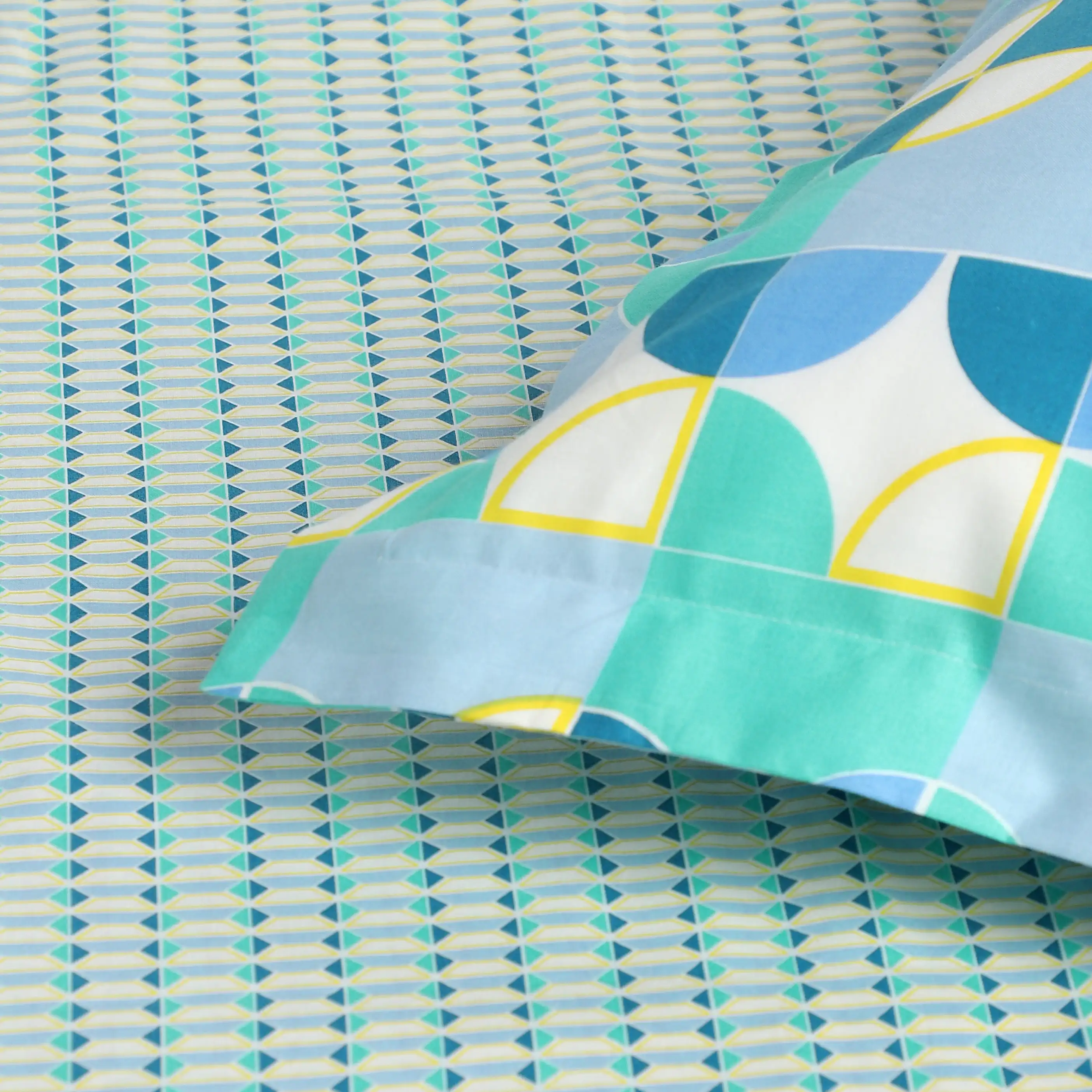 Mishella | Mix & Match Printed Cotton Fitted Sheet Set - Kaleido Teal - Image 13