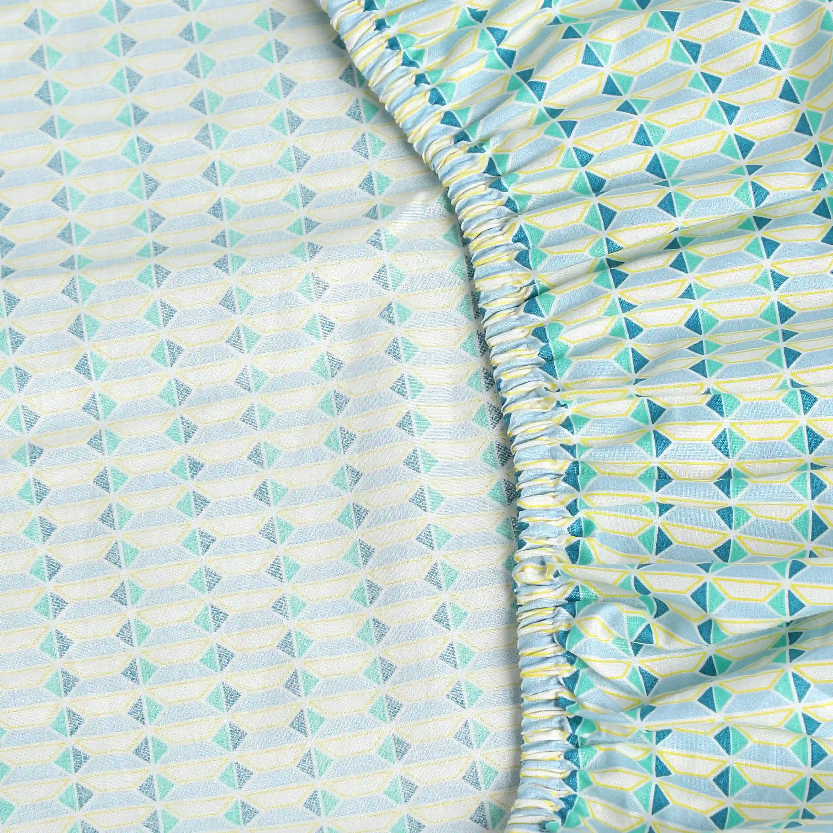 Mishella | Mix & Match Printed Cotton Fitted Sheet Set - Kaleido Teal - Image 14