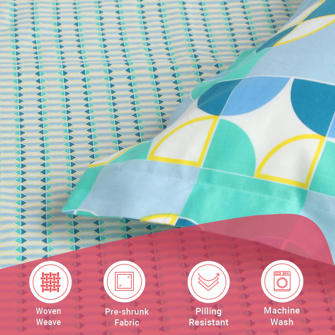 Mishella | Mix & Match Printed Cotton Fitted Sheet Set - Kaleido Teal - Image 17