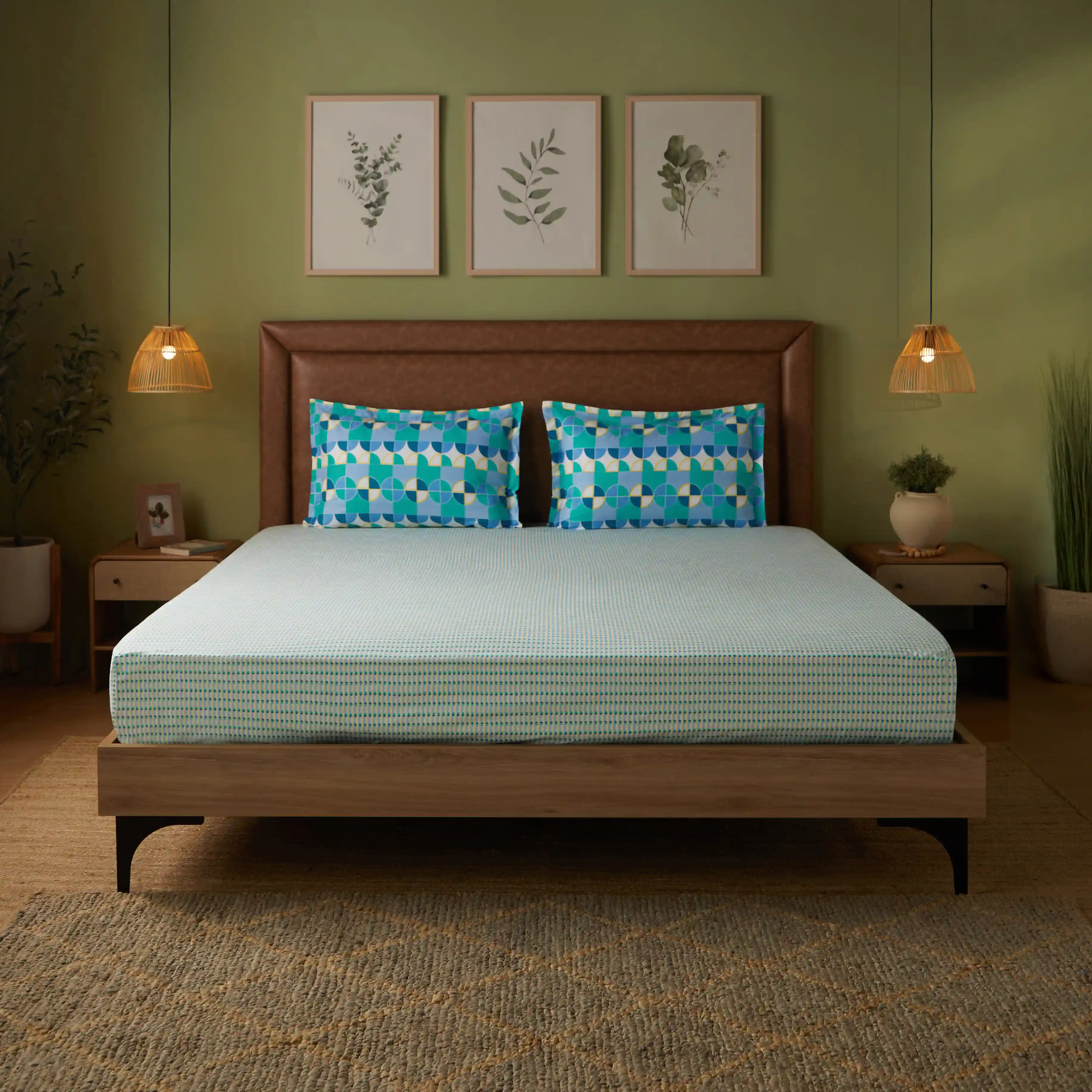 Mishella | Mix & Match Printed Cotton Fitted Sheet Set - Kaleido Teal - Image 8