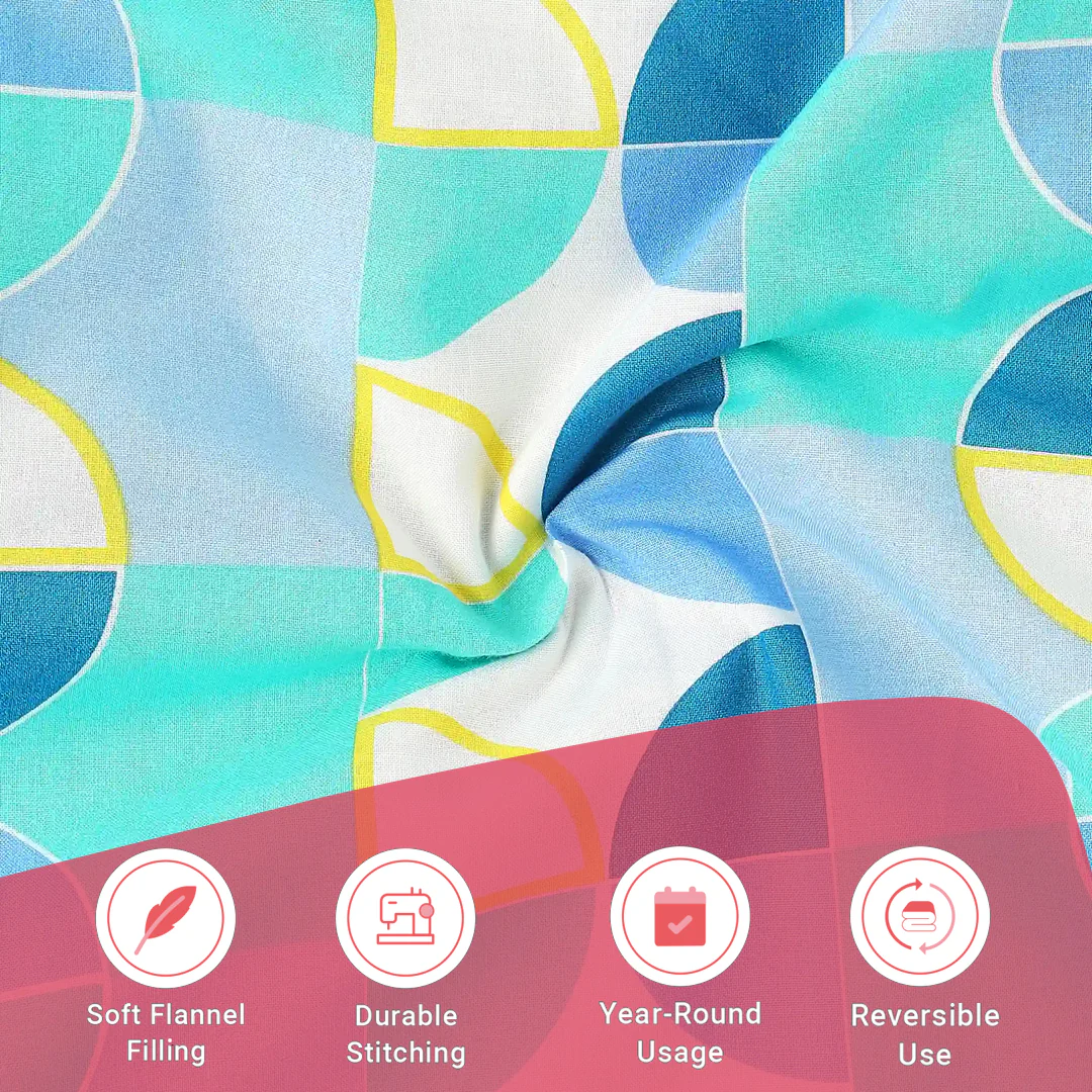 Mishella | Mix & Match Printed Reversible Dohar with Super Soft Flannel Layering - Orbit Teal - Image 11