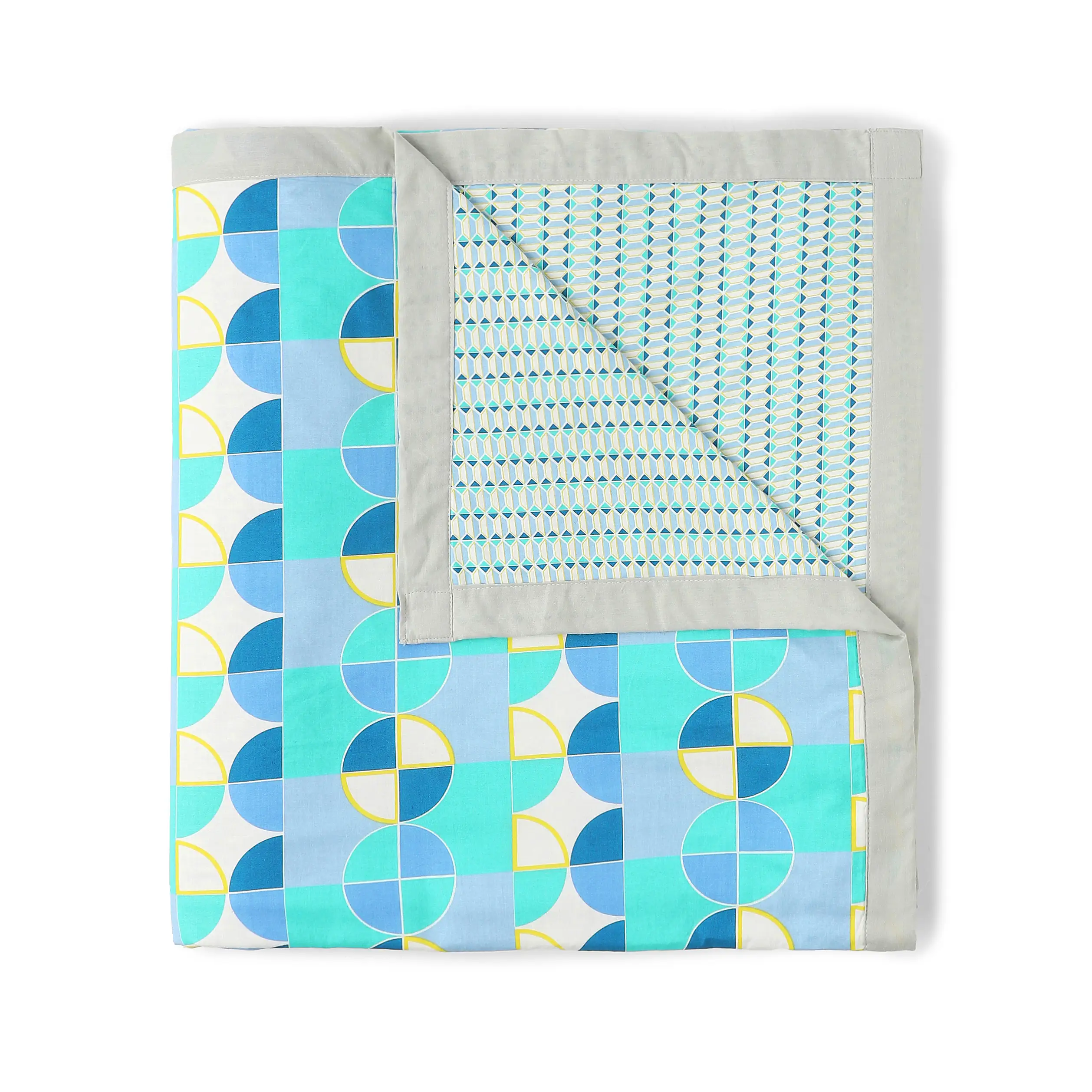 Mishella | Mix & Match Printed Reversible Dohar with Super Soft Flannel Layering - Orbit Teal - Image 4